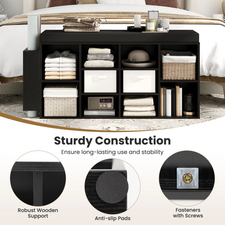 Hivvago Shoe Storage Bench with Umbrella Stand 10-Cubby Entryway Rack Organizer