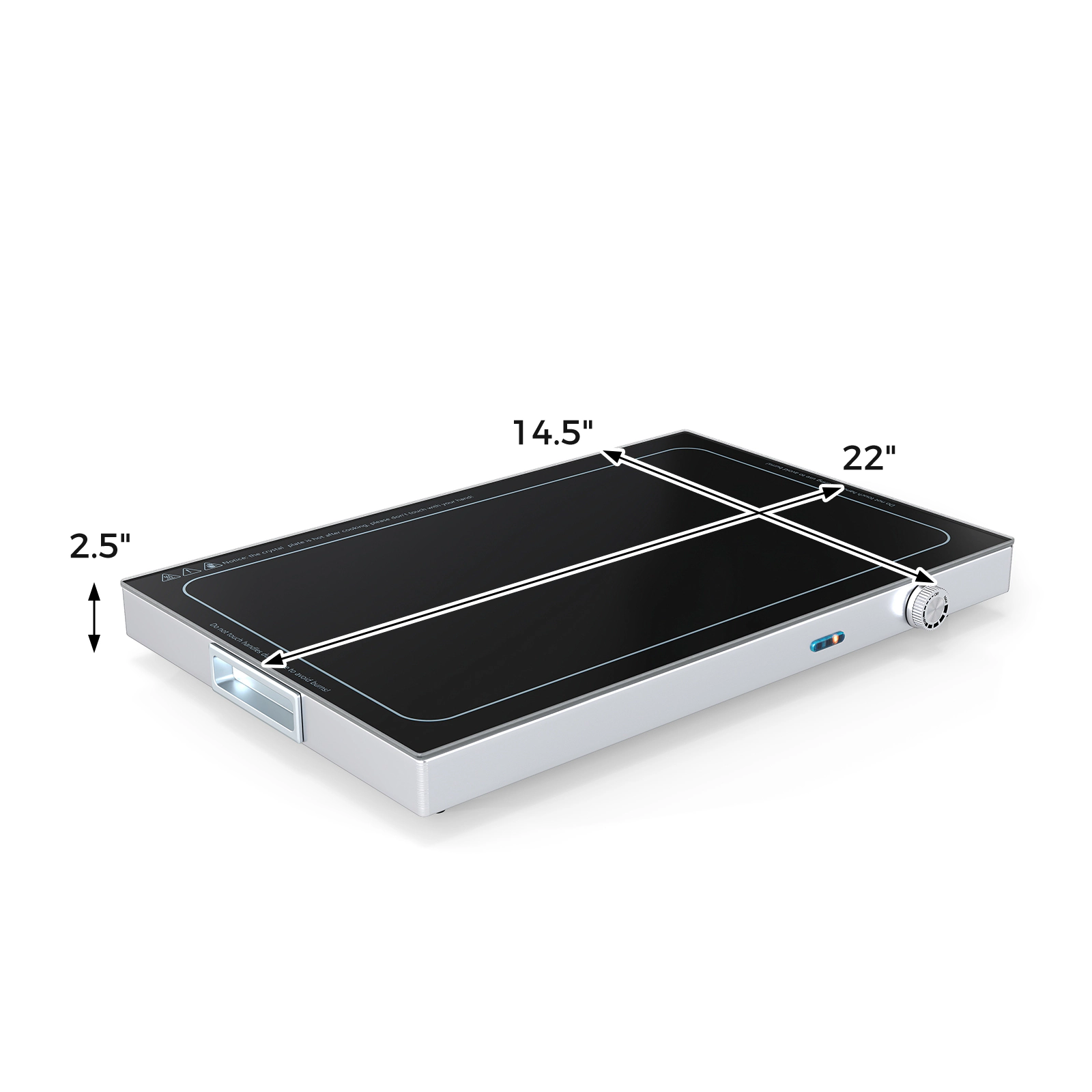 LJG Electric Warming Tray with Adjustable Temperature and Built-in Handles Tempered Glass