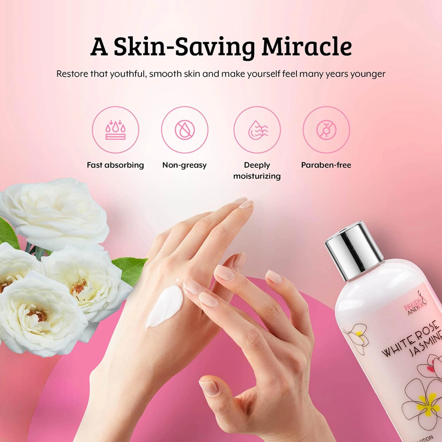 Freida and Joe Women White Rose Jasmine Fragrance Body Lotion in 10oz Bottle