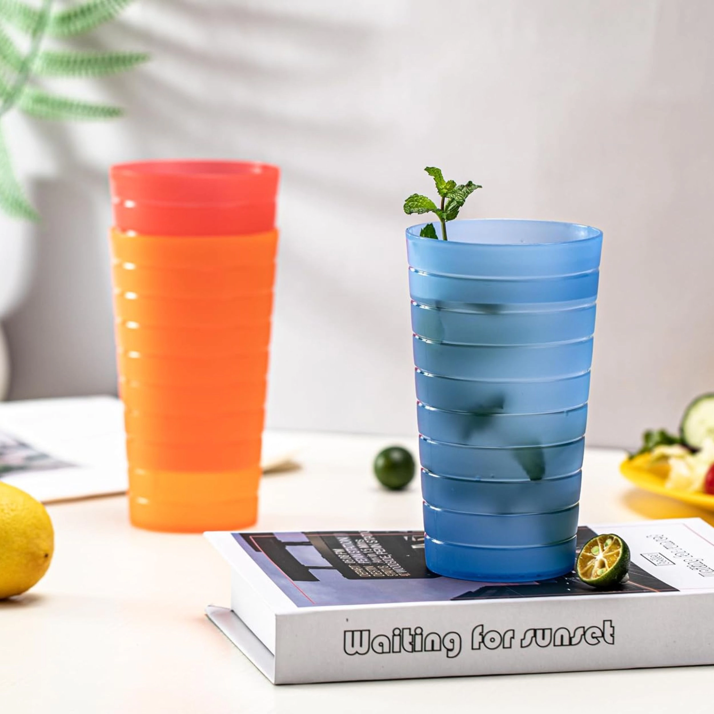 Stock Preferred Pack of 12 Unbreakable Plastic Drinking Tumblers and Party Cups 22 Oz