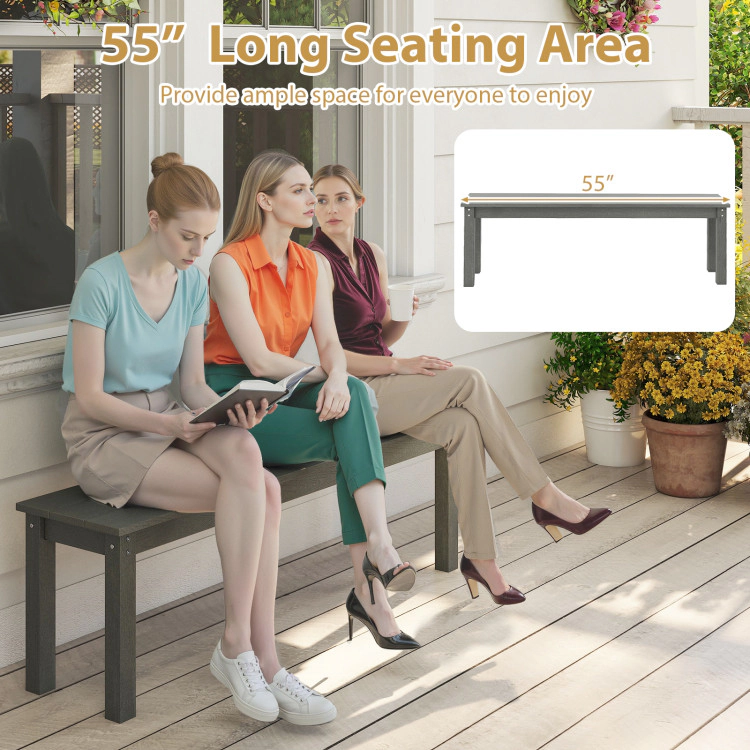 Hivvago 55" Hdpe Outdoor Bench 2-3 People Weatherproof Backless Patio Garden Bench