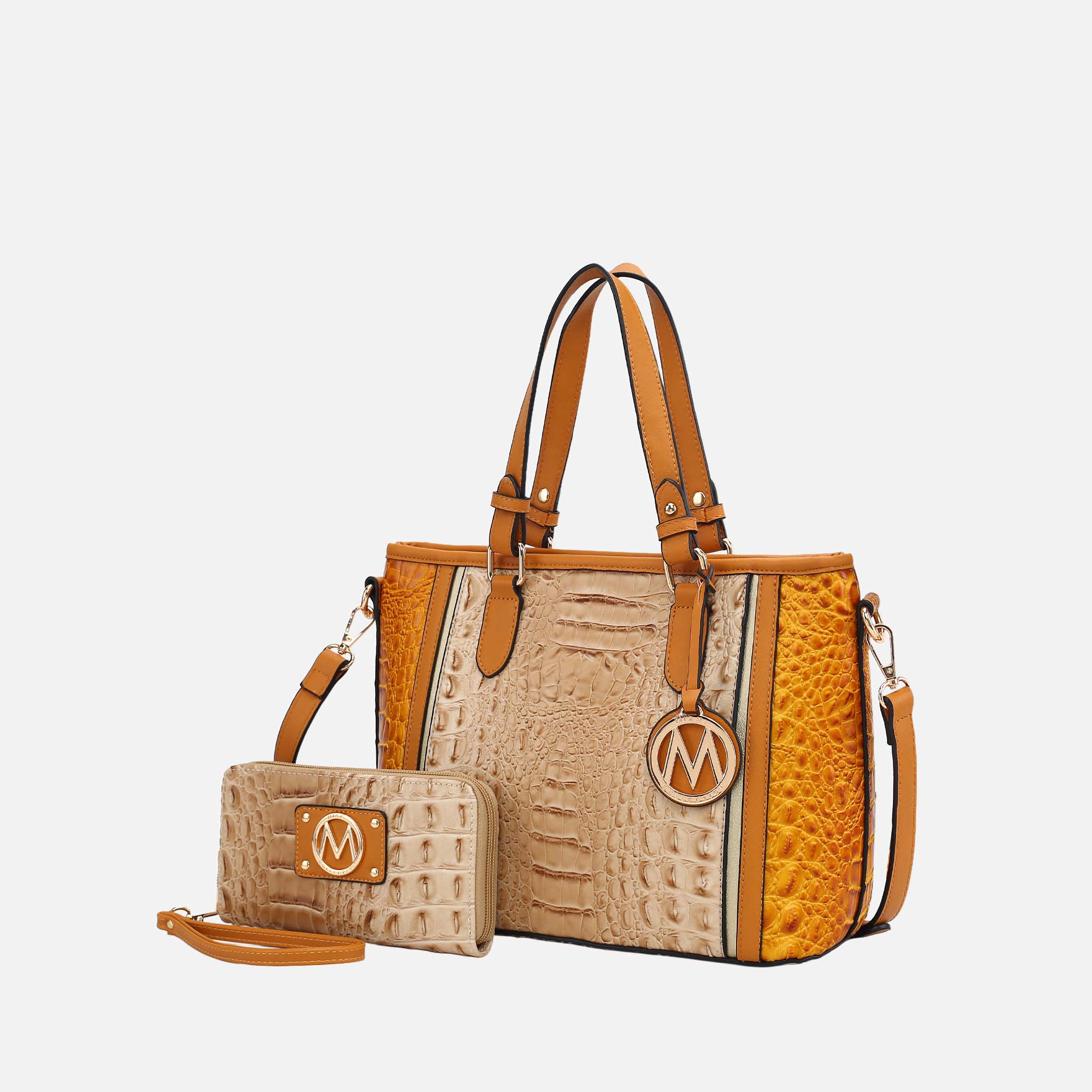 MKF Collection Lizza Croco Embossed Vegan Leather Tote with Wristlet Wallet