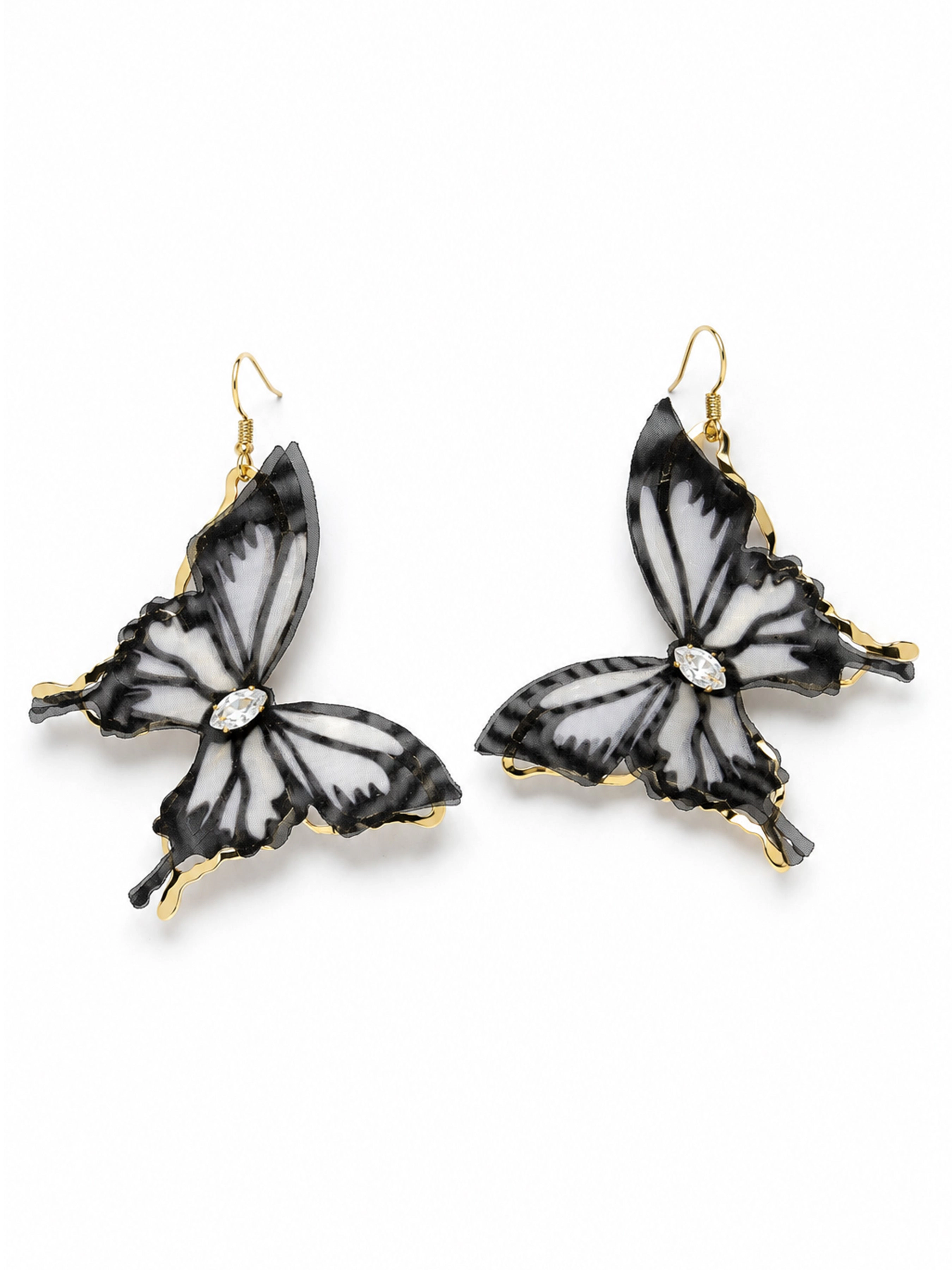 AGP PARIS Womens Black Butterfly Drop Earrings