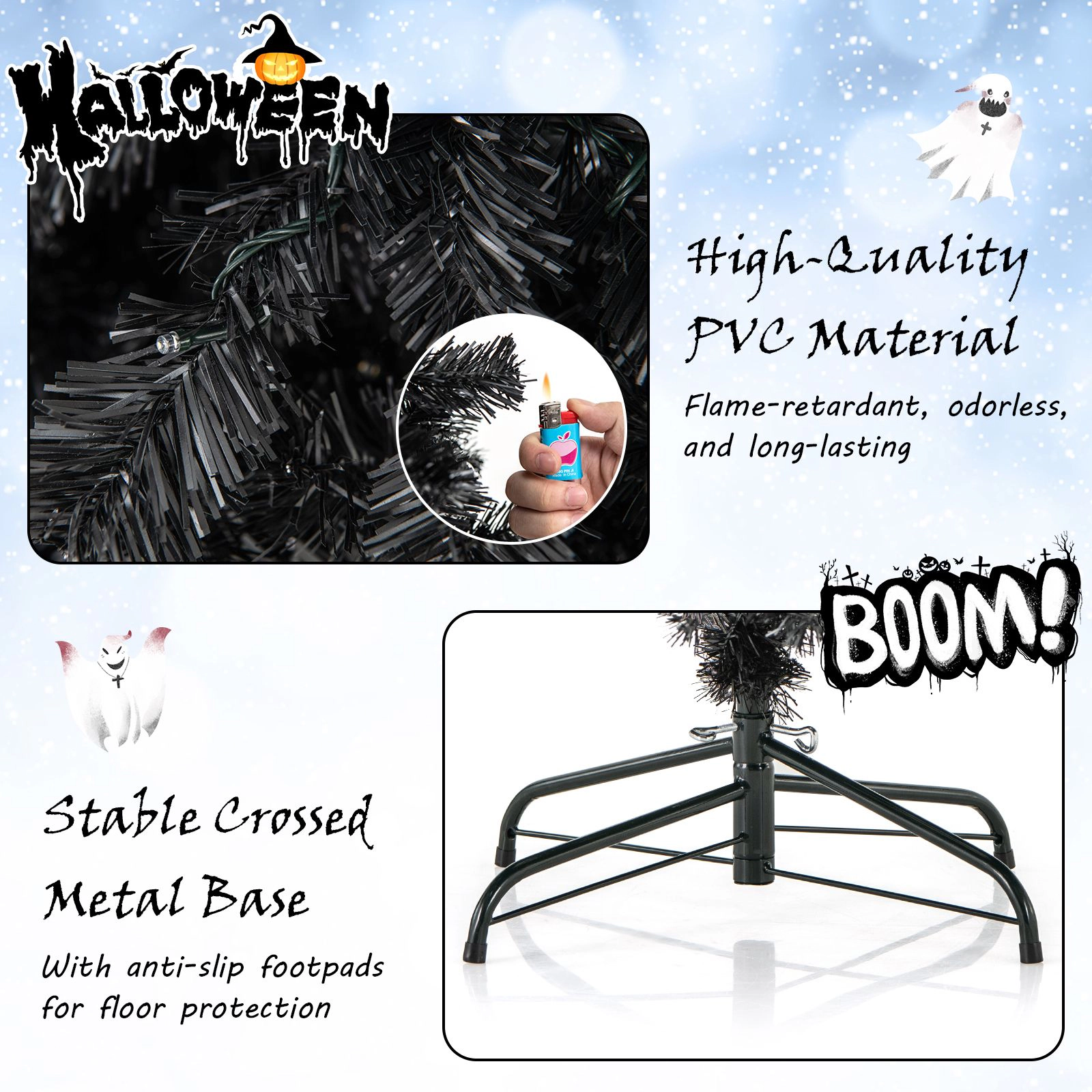 SlickBlue Black Artificial Halloween Tree with Adjustable Top