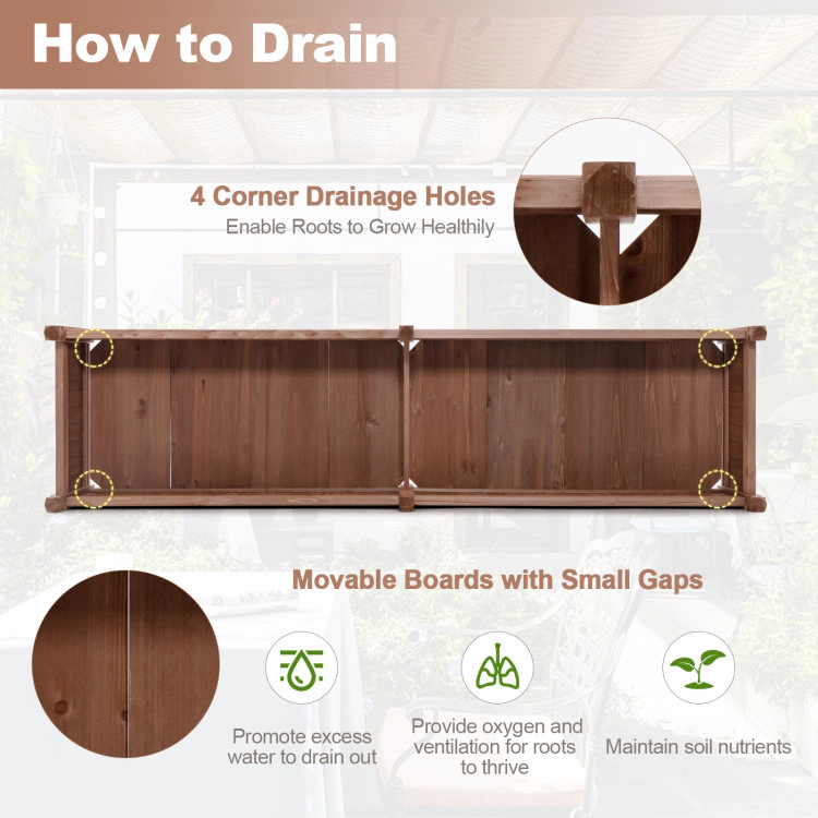 Hivvago Divisible Planter Box with Corner Drainage and Non-woven Liner for Growing Vegetables