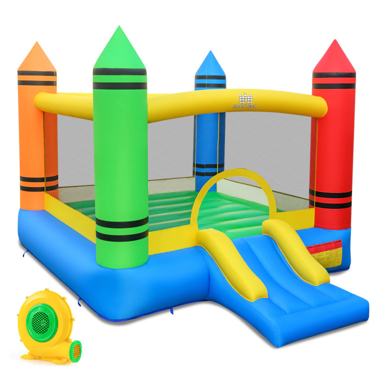 Hivvago Inflatable Bounce House 2-in-1 Crayon Themed Kids Bouncer with 550W Blower