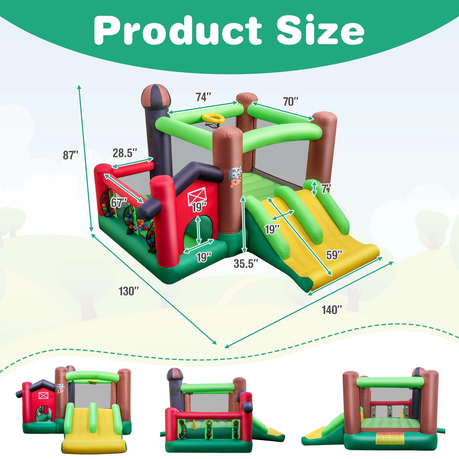 SUGIFT Dual Slides Ball Pit and 680W Blower 6-in-1 Kids Castle Bouncer