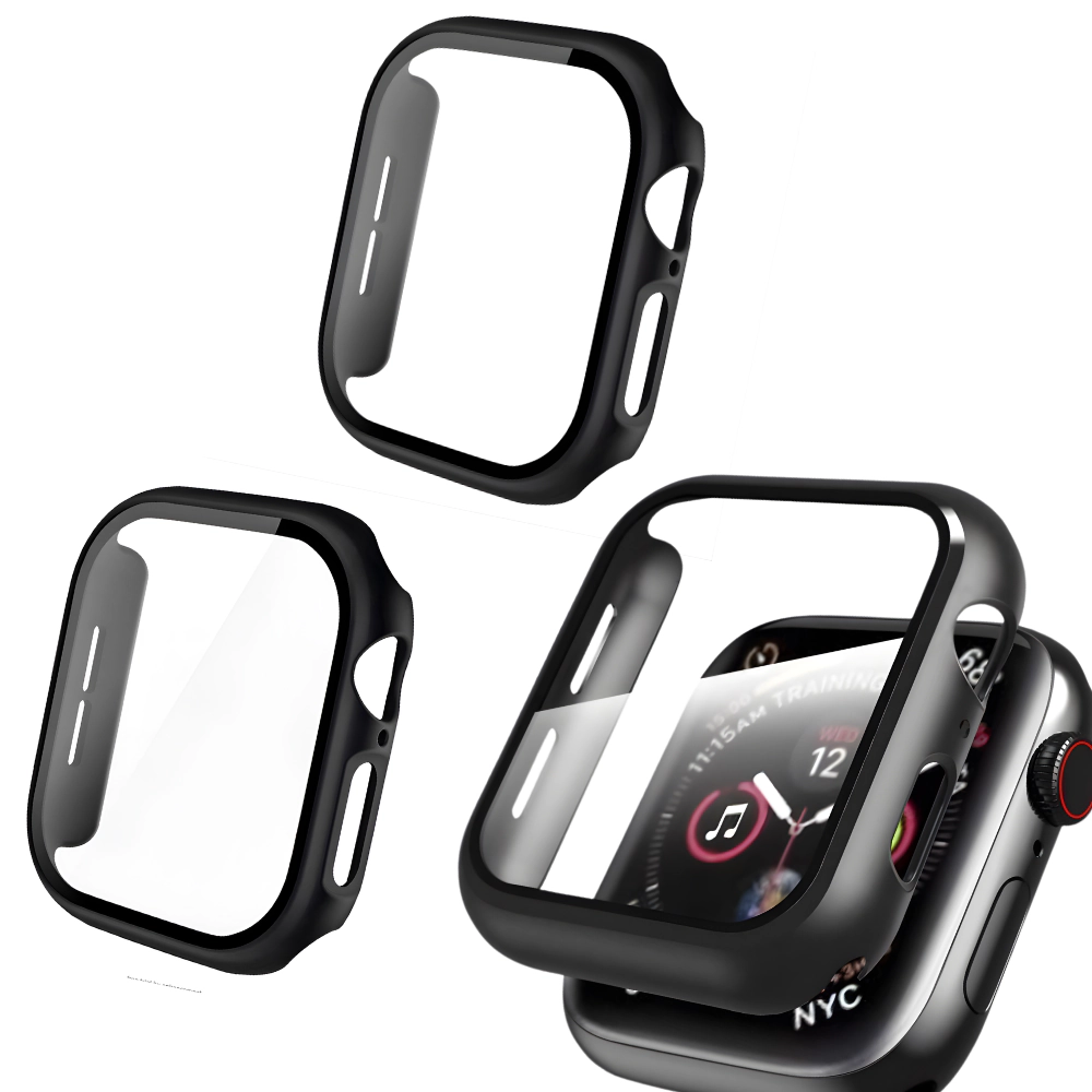 Qixxronics 2PCS Case for Apple Watch Series 10 - 46mm with Built-in Tempered Glass Screen Protector Full Coverage