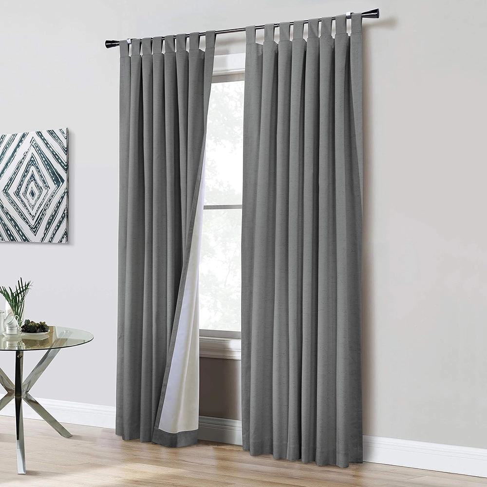 Commonwealth Home Fashions Ventura Tab Top Curtain Panel Pair Window Dressing Each 78 x 84 in Dark Grey