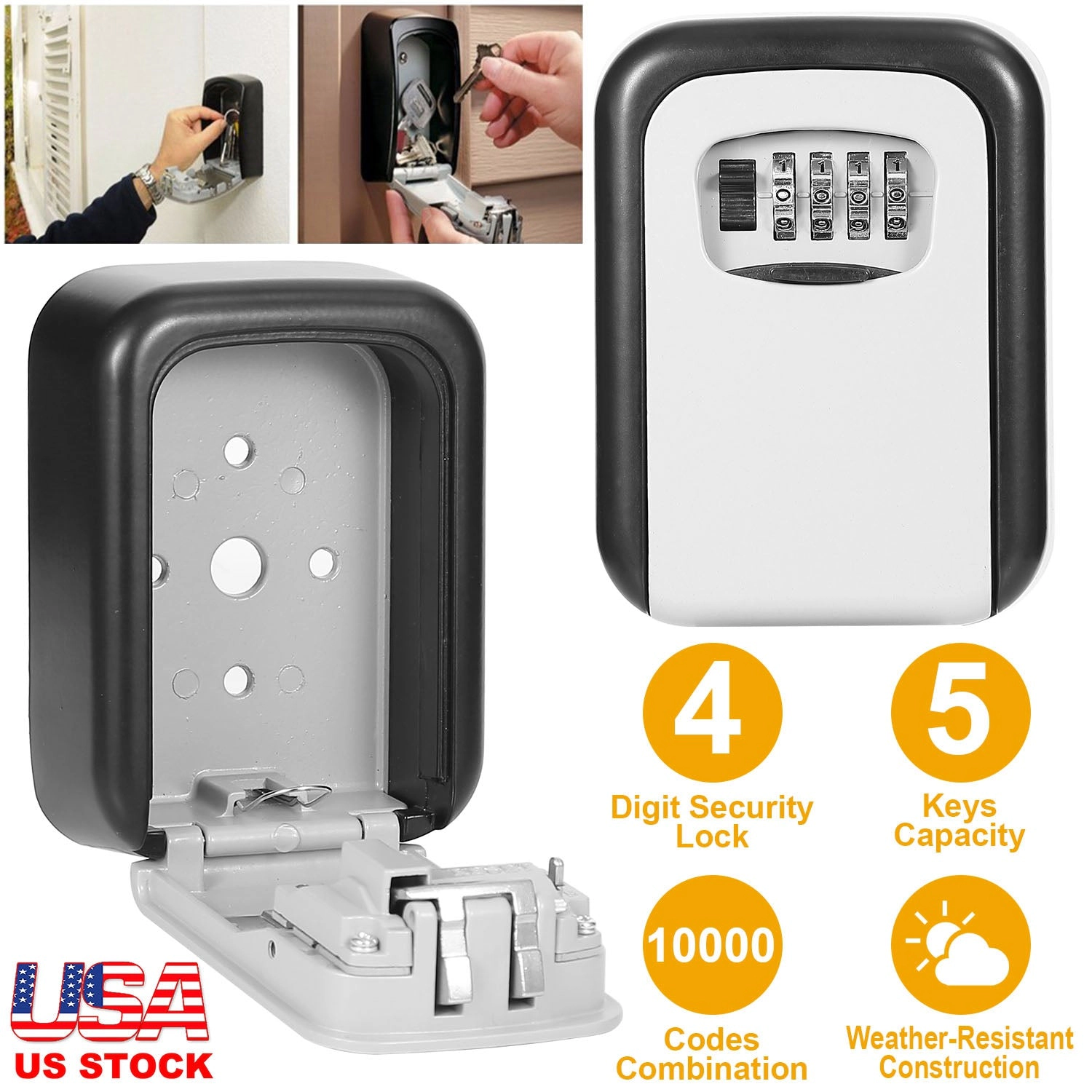 GBruno 4-Digit Wall-Mounted Key Lock Box