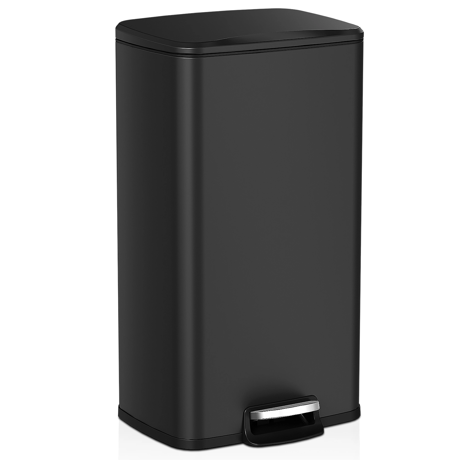 Innovaze 8 Gal./30 Liter Rectangular Matt Black Step-on Trash Can for Kitchen
