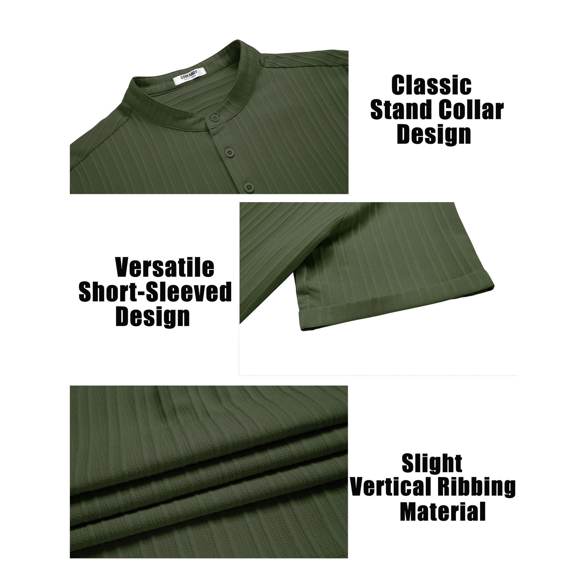 COOFANDY Men's Regular Fit Textured Short Sleeve Henley Shirt