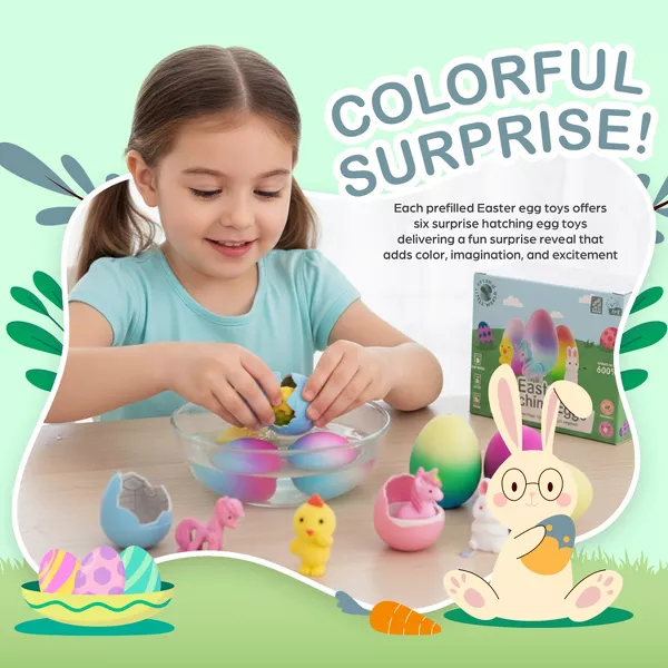 Sperric Easter Unicorn Hatching Eggs, 6 Pack Pre-Filled Easter Egg Toys Surprise Growing Unicorn Chicken & Bunny Egg Toy