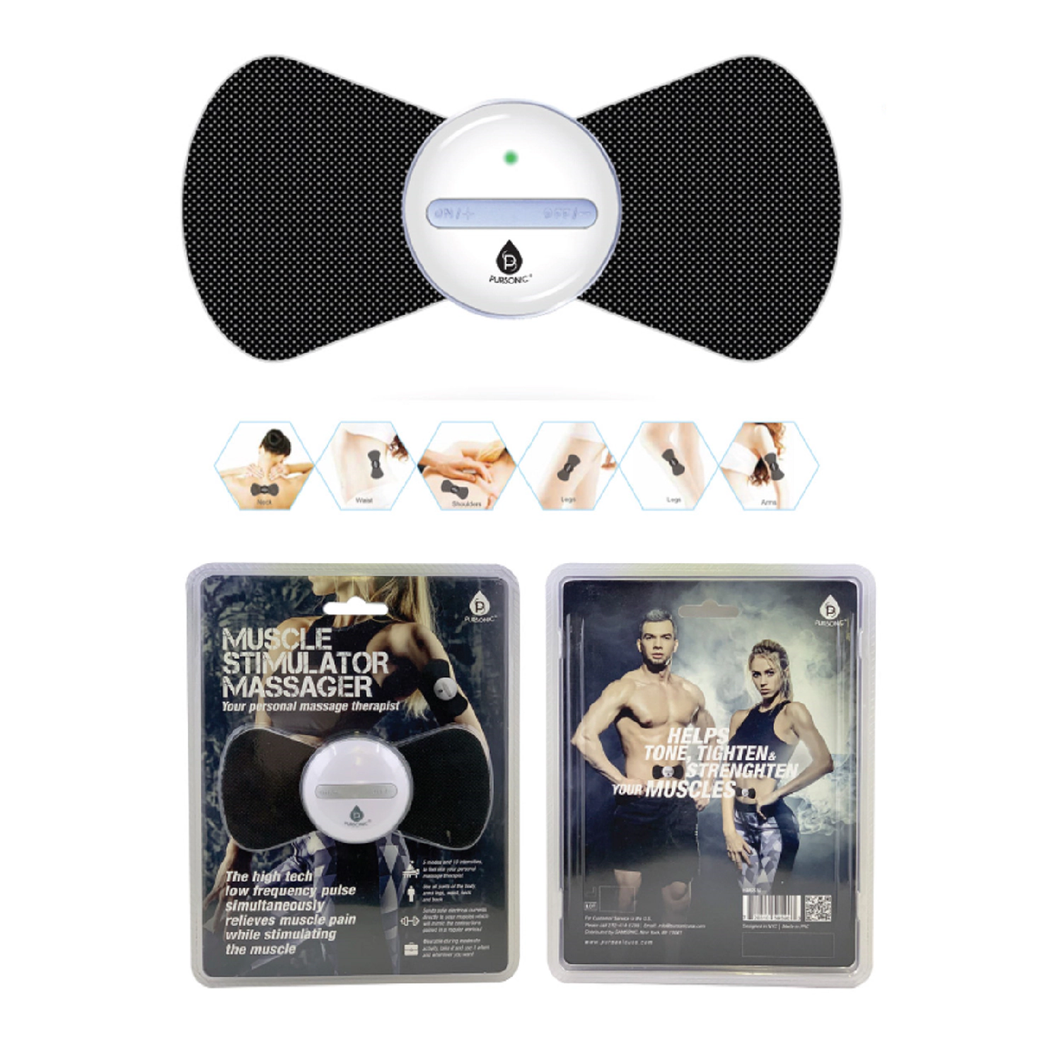 Pursonic Unisex Wearable EMS Muscle Stimulator & Pulse Therapy Massager
