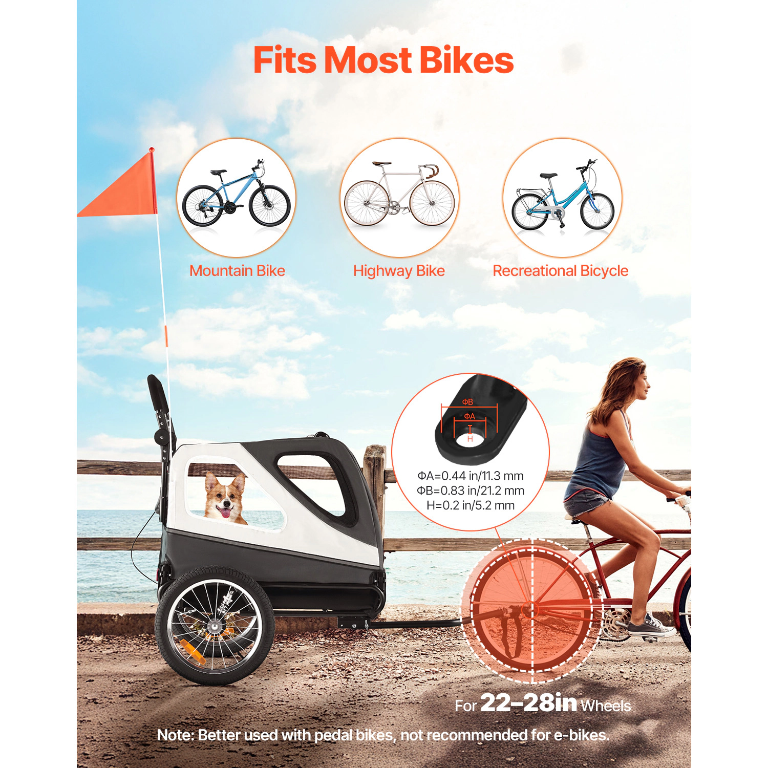 HONGGE 2-in-1 Dog Bike Trailer & Stroller, 100 lb Capacity, Built-In Leash, Foldable Frame for Large Dogs