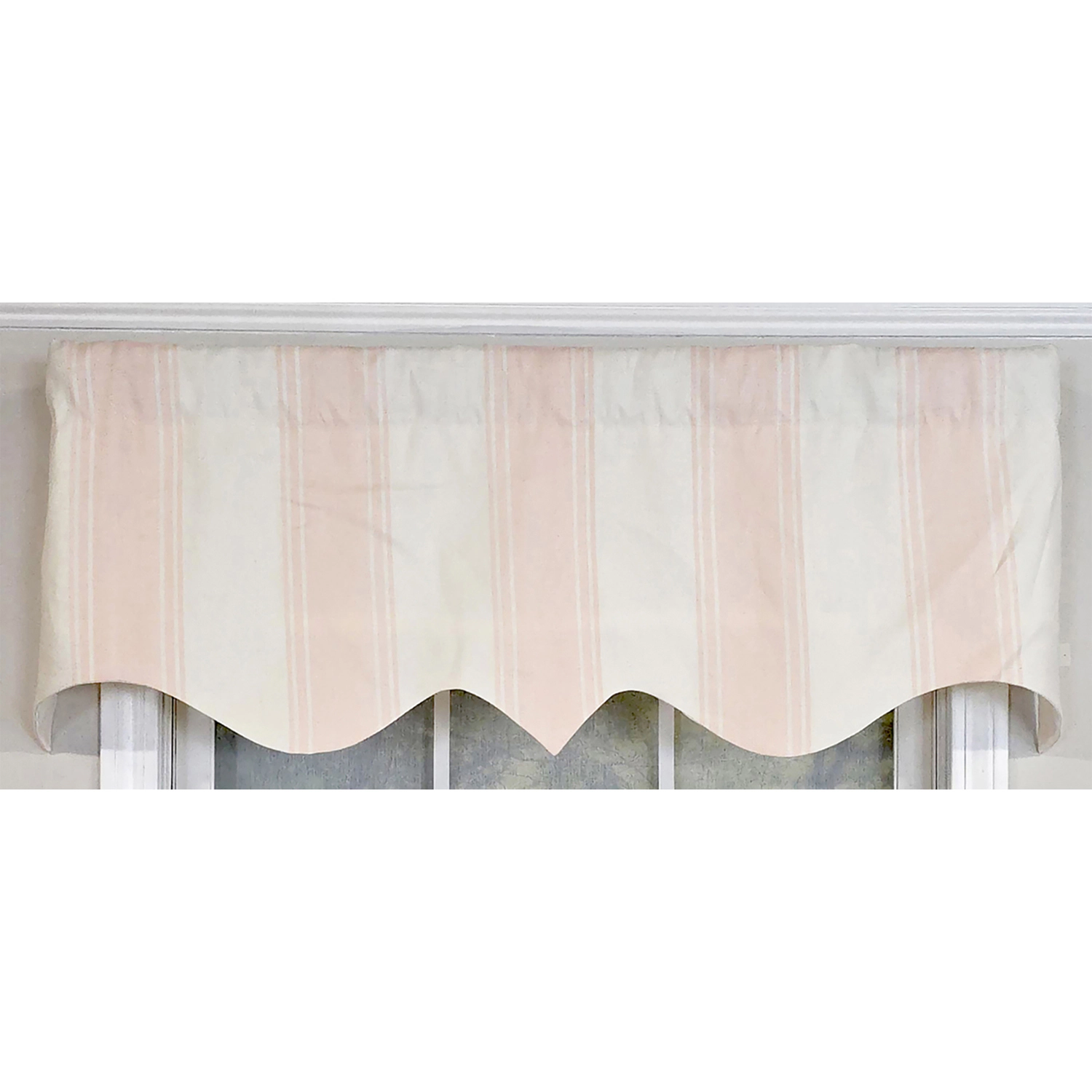 RLF Home Faded Stripe Regal 100% Cotton Rod Pocket Lined  Window Valance 50" x 17" Pink
