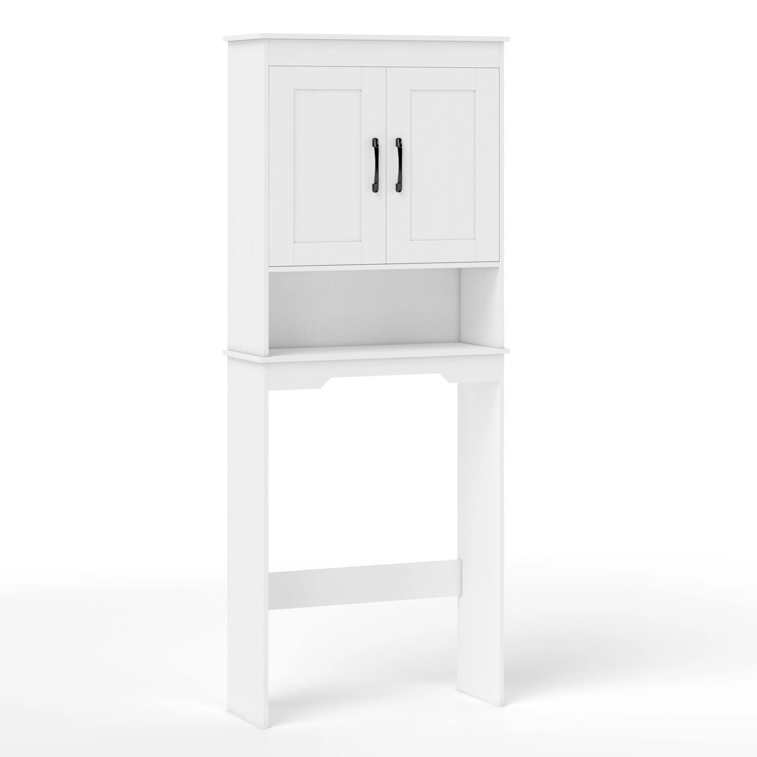 Slickblue White Over Toilet Storage Cabinet with Adjustable Shelf and Open Shelf