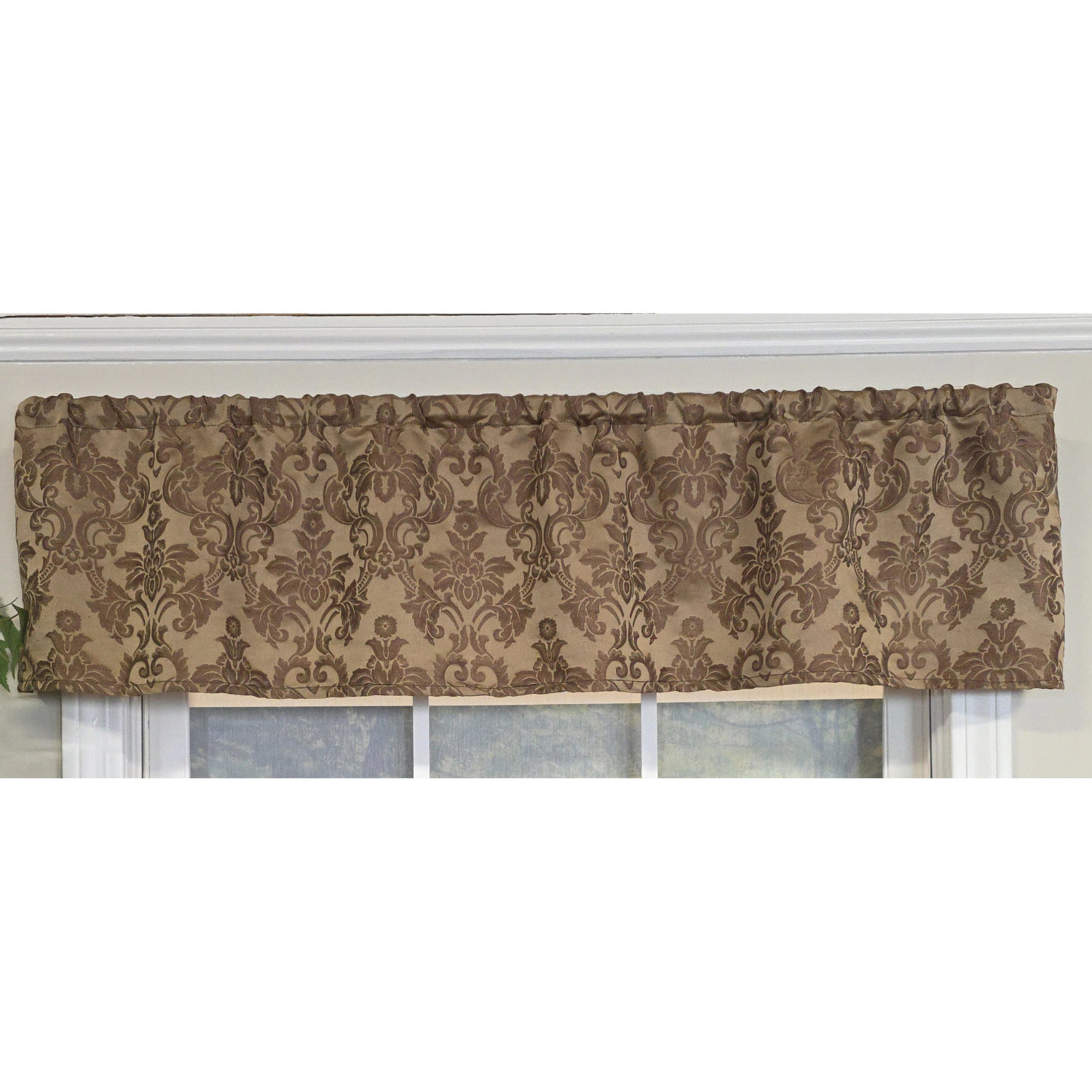 RLF Home 100% Cotton Marruecos Tailored  Unlined Windows Rod Pocket Valance 51" x 12"  Brown