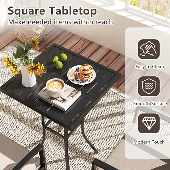 SUGIFT Swivel Patio Bar Set with 180-lb Table Capacity and 400-lb Stools with Cushions and 1.57-in Umbrella Hole Brown
