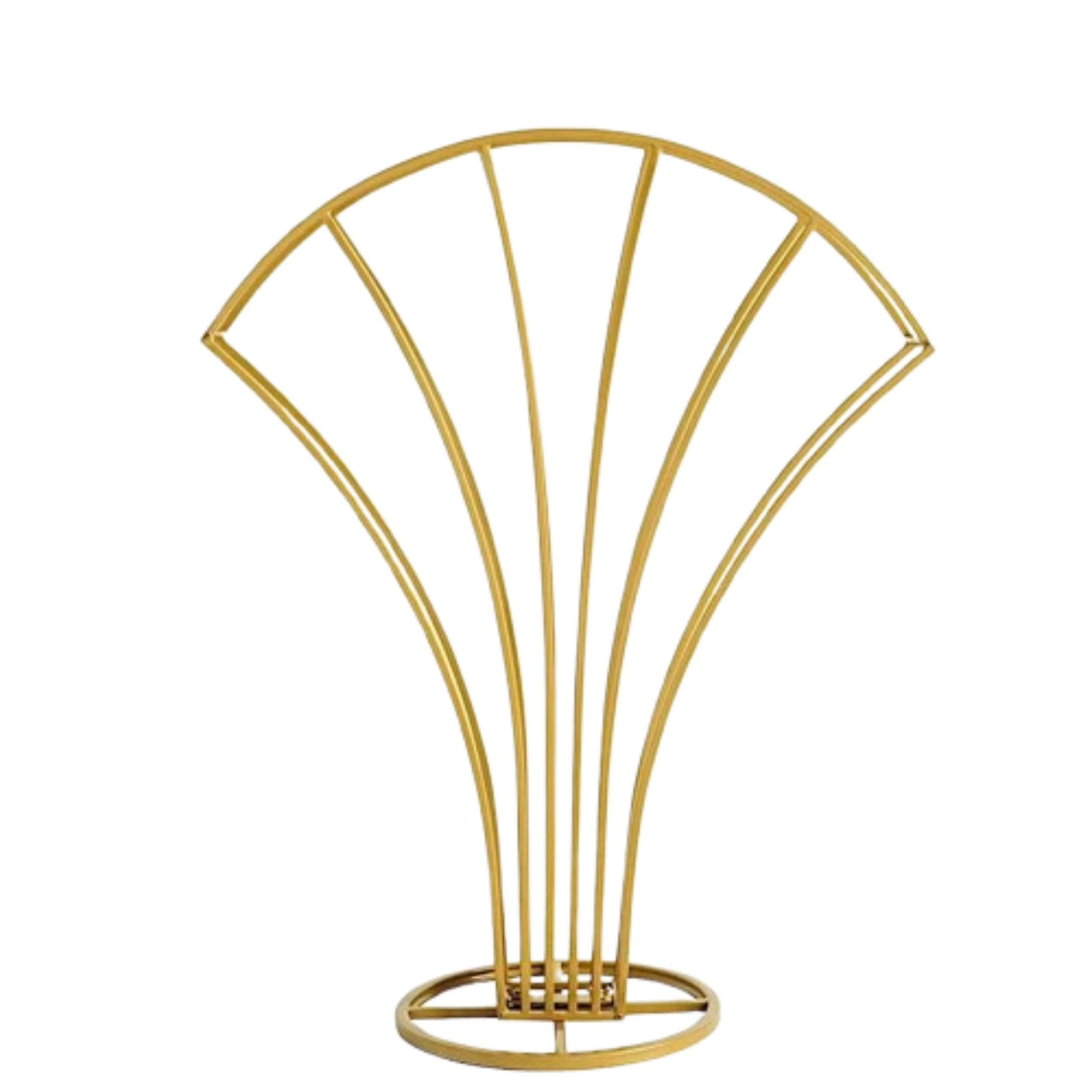Home Collection 32 Inch Gold Scalloped Fan Metal Flower Display Stand