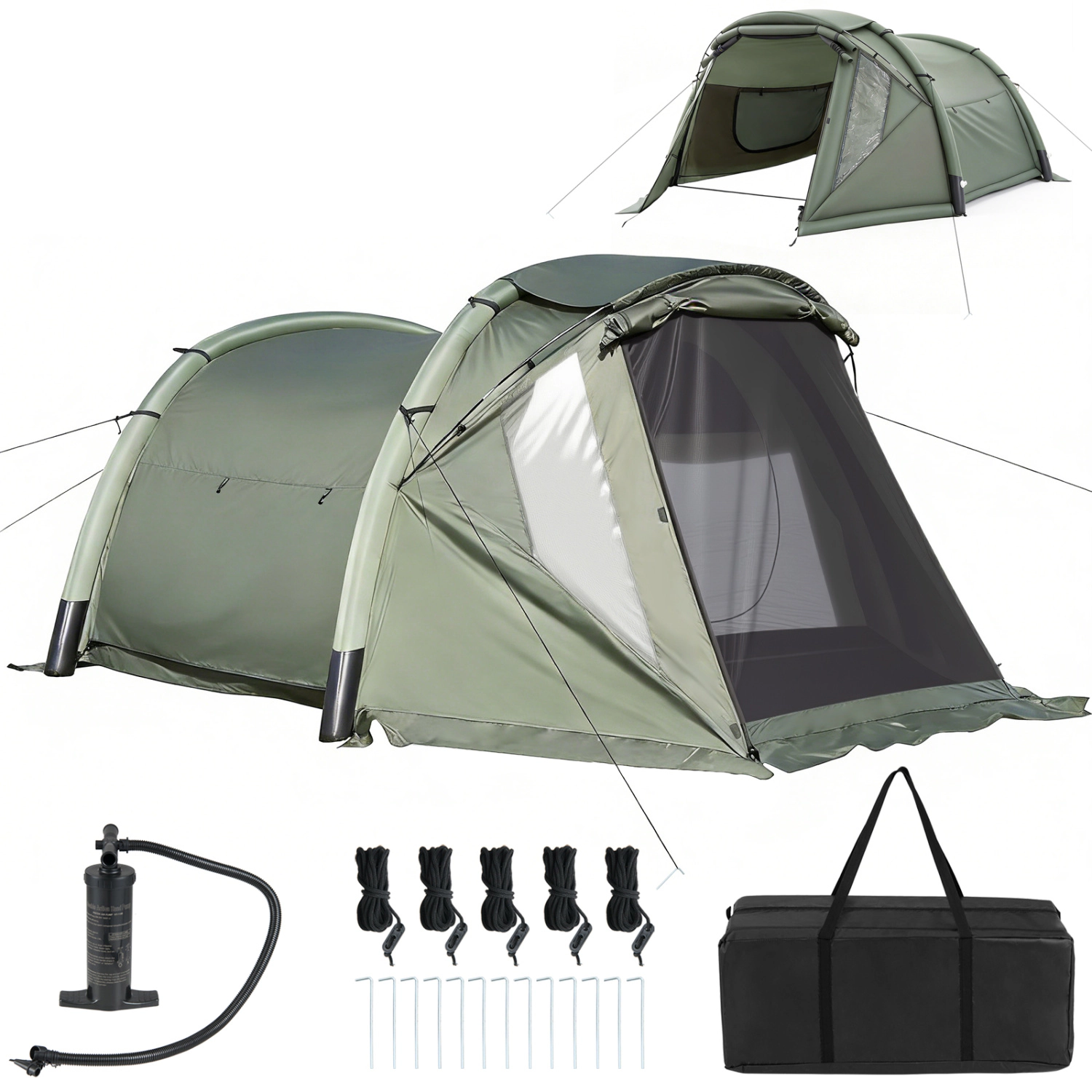 LJG 5-7 Person Inflatable Camping Tent with Screened Porch
