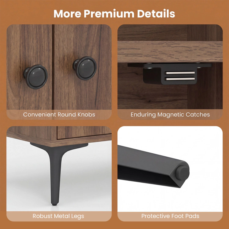Hivvago Bookshelf with 4 Doors and 2 Anti-Tipping Kits for Home Office