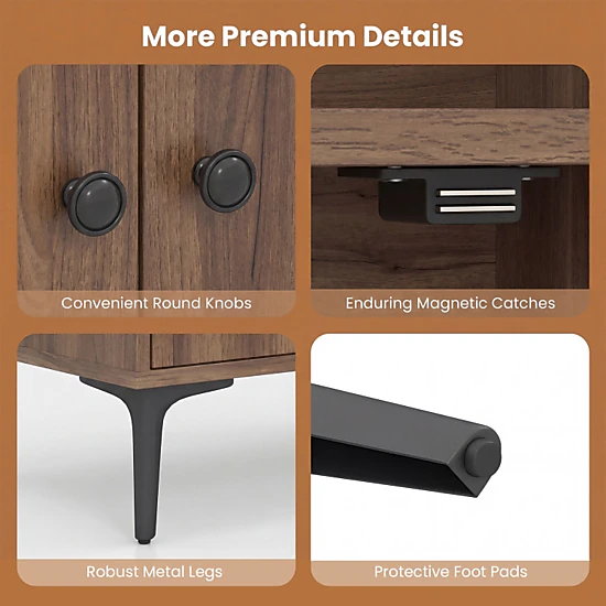 Hivvago Storage Bookcase with 4 Doors and Anti-Tip Kits