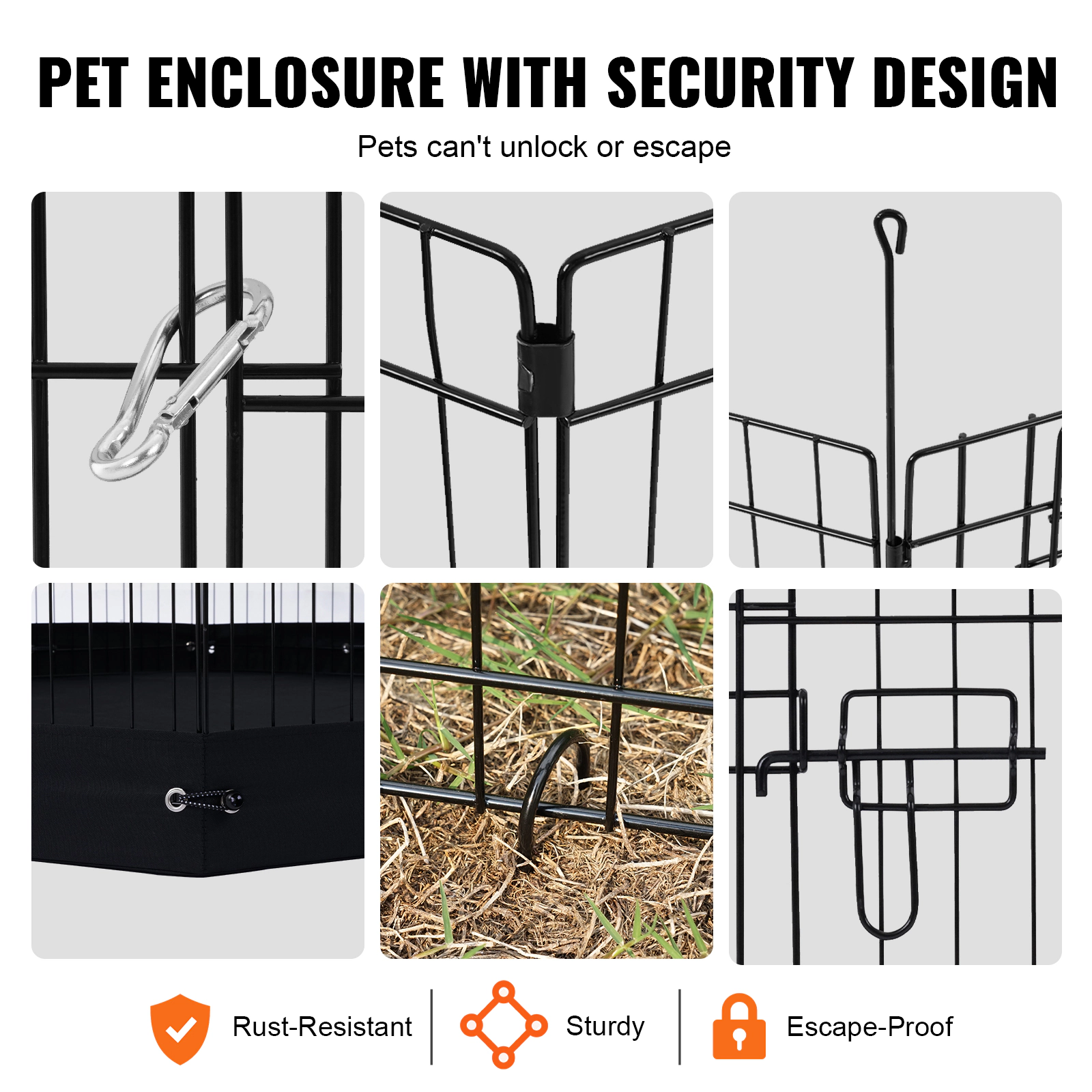 HONGGE Dog Playpen Panels Foldable Metal Pet Exercise Pen Dog Fence Indoor and Outdoor Pen with Door and for Dogs Cats