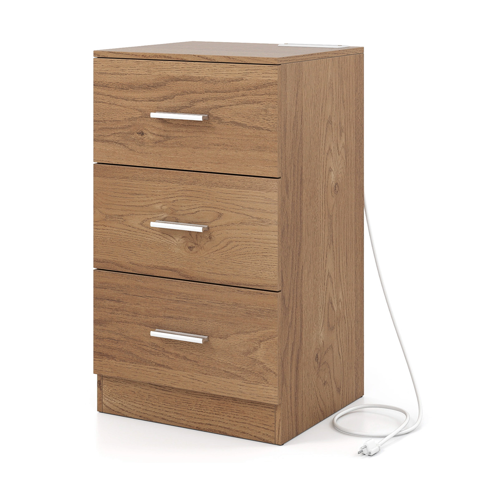 Hivvago Bedside Table with Charging Station and 3 Drawers