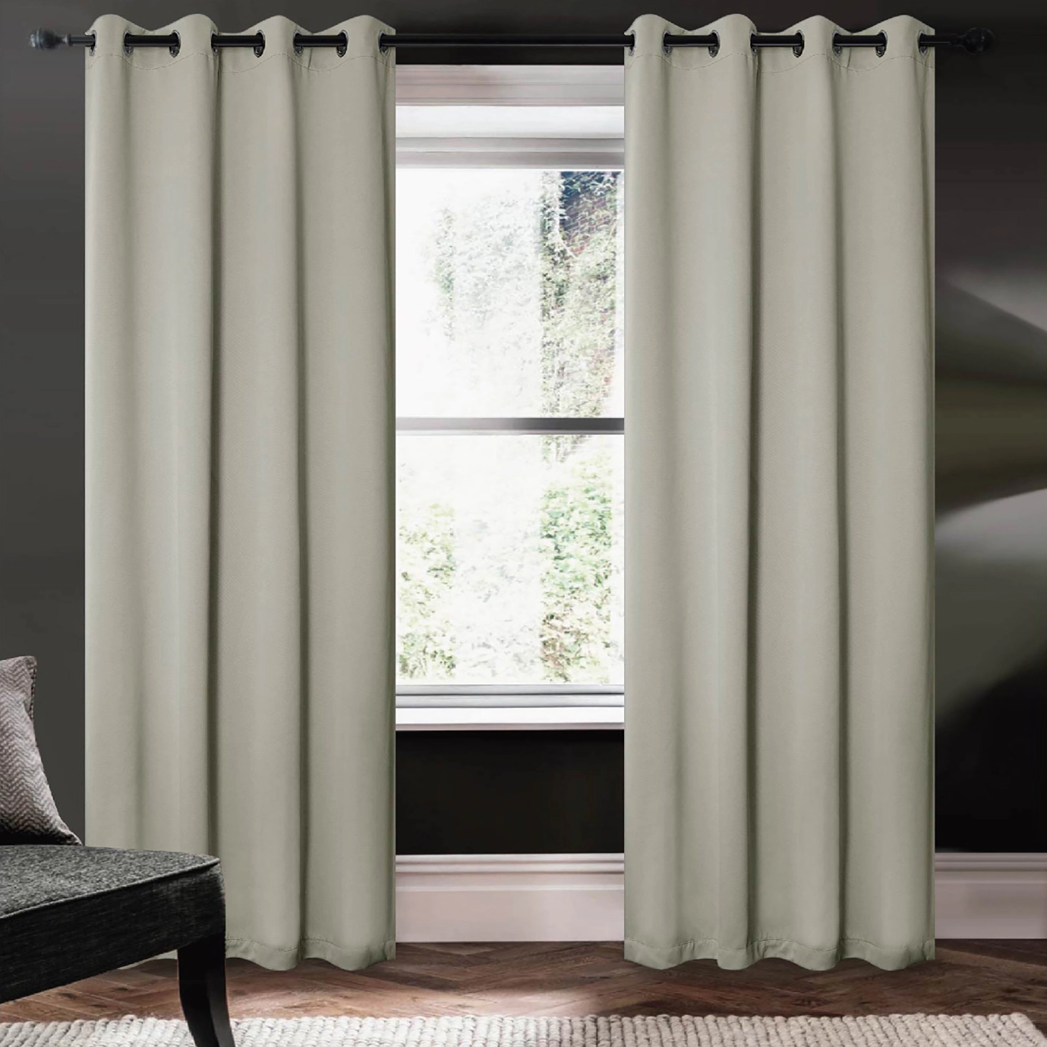 RT Designers Collection 100% Polyester 250 GSM Riley 100% Blackout Grommet Panel 54" x 45" Grey