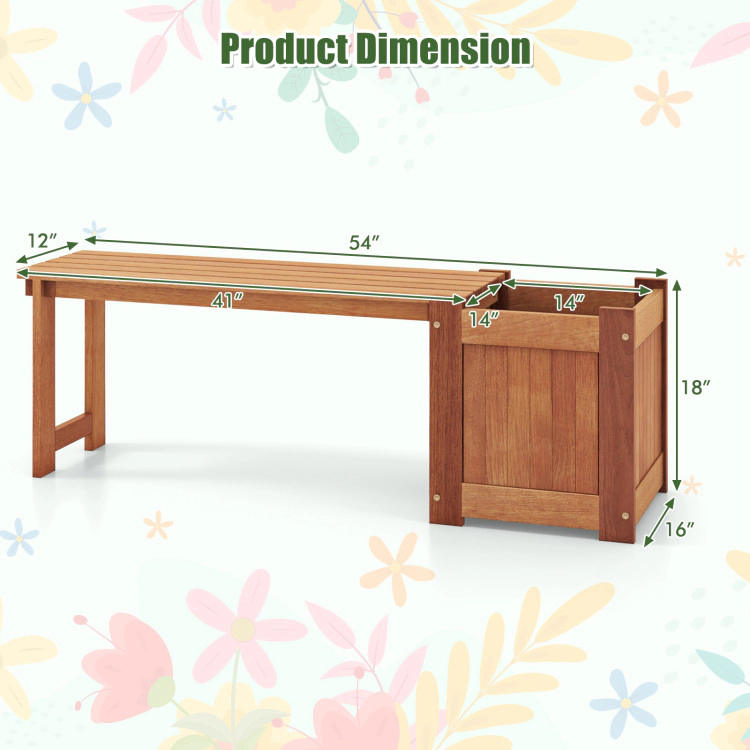 Hivvago Elevated Garden Bed with Attached Wooden Seating Bench