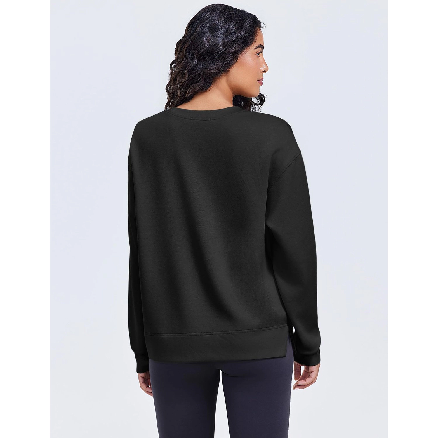Pinspark Women's Long Sleeve Crew Neck Solid Sweatshirt
