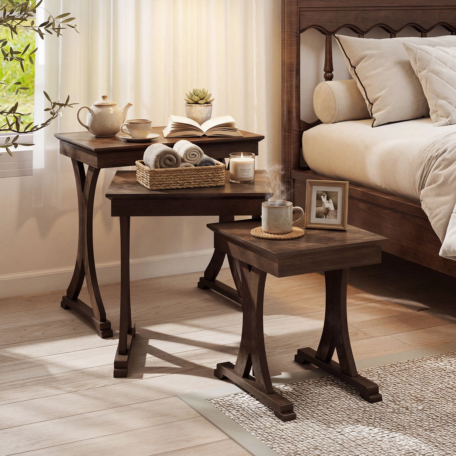 SlickBlue 3 Piece Nesting Coffee Table Set for Living Room
