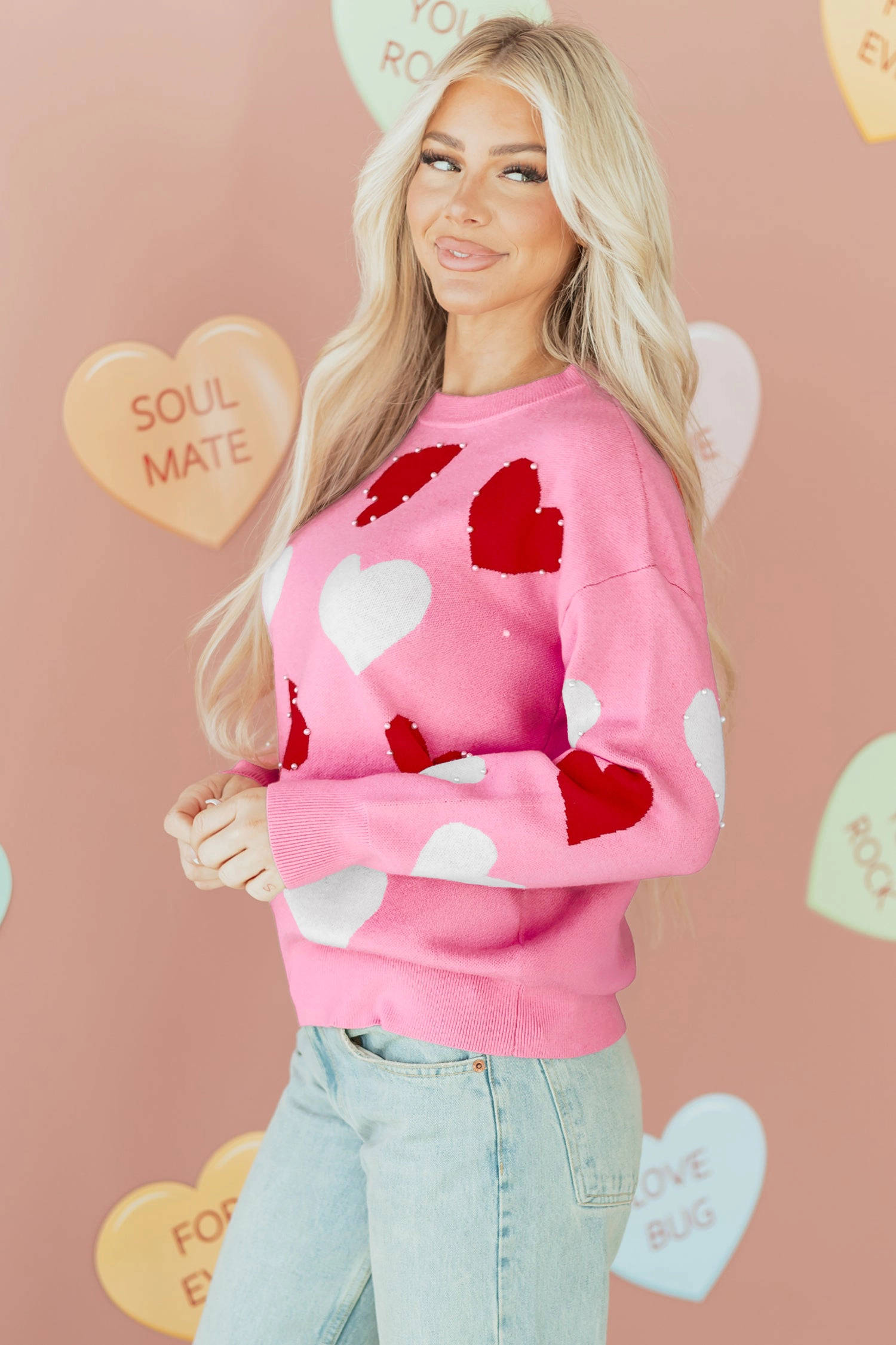 Threaded Pear Women's Aliyah Pattern Valentines Day Sweater