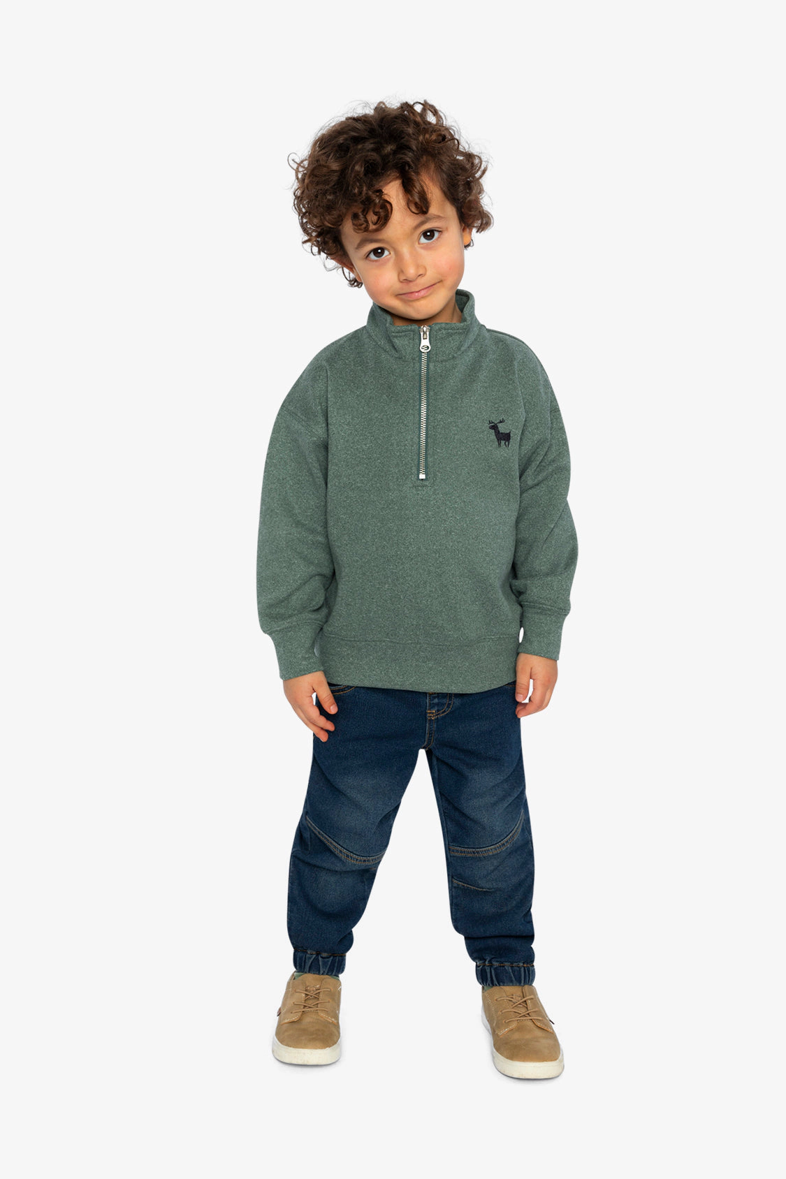 Deux par Boys Half Zip Mock Neck Sweater