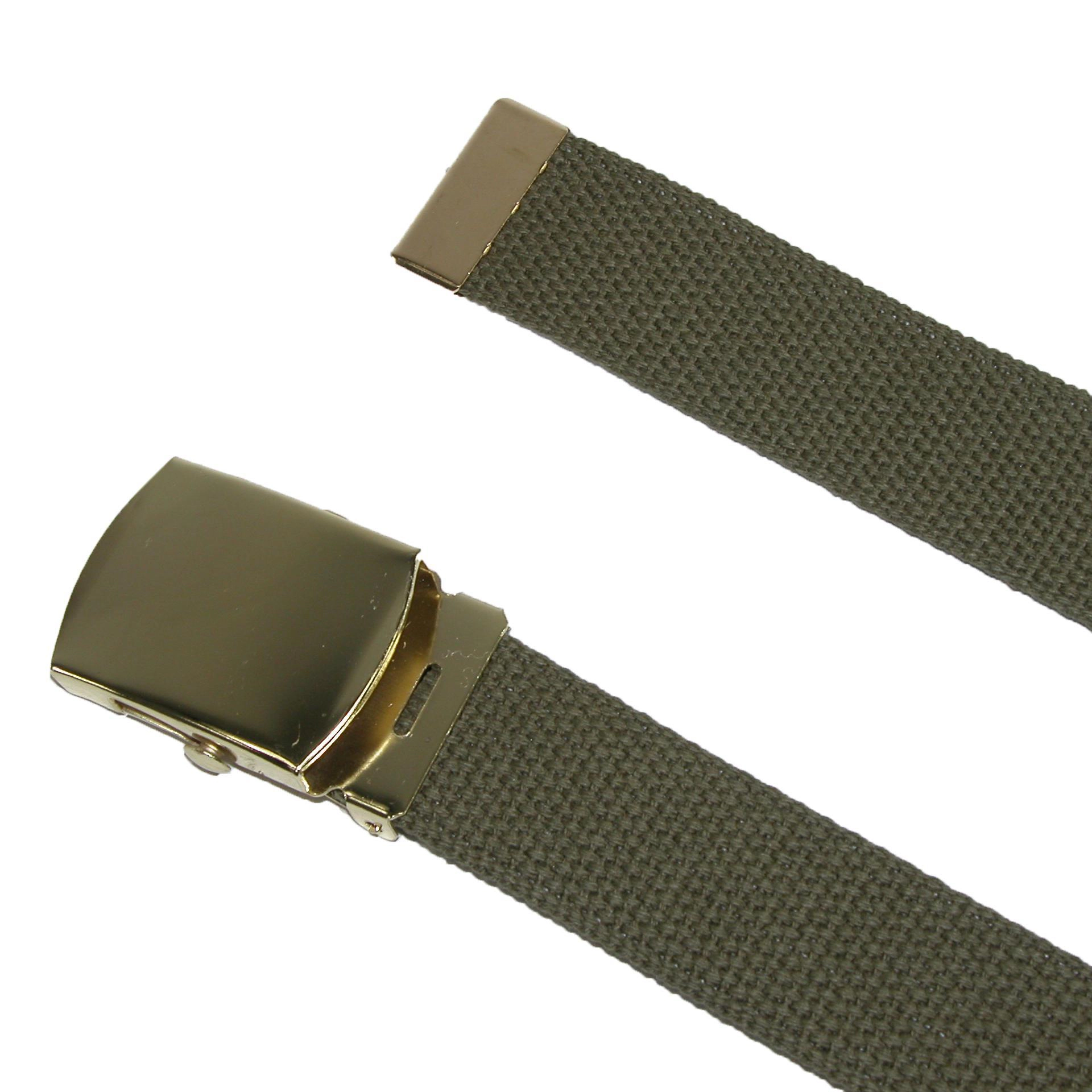 CTM Kids' Cotton Adjustable Belt with Brass Military Buckle