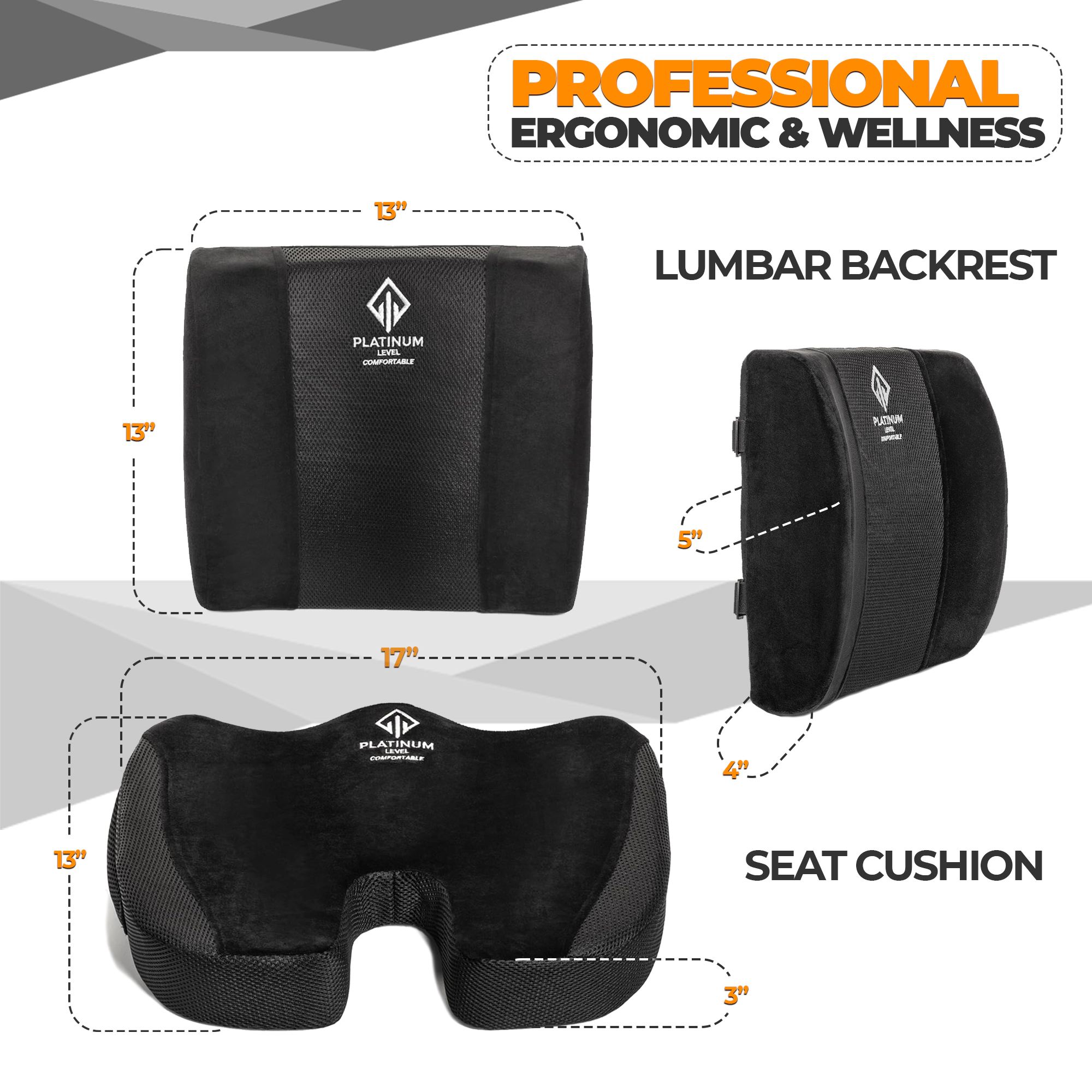 Platinum-Level Comfortable  Memory Foam Lumbar & Seat Cushion
