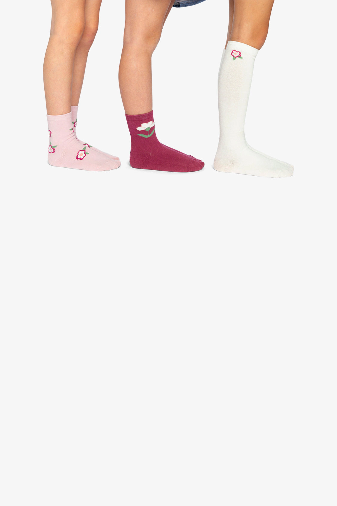 Deux par Girls Floral Detail Ribbed Socks