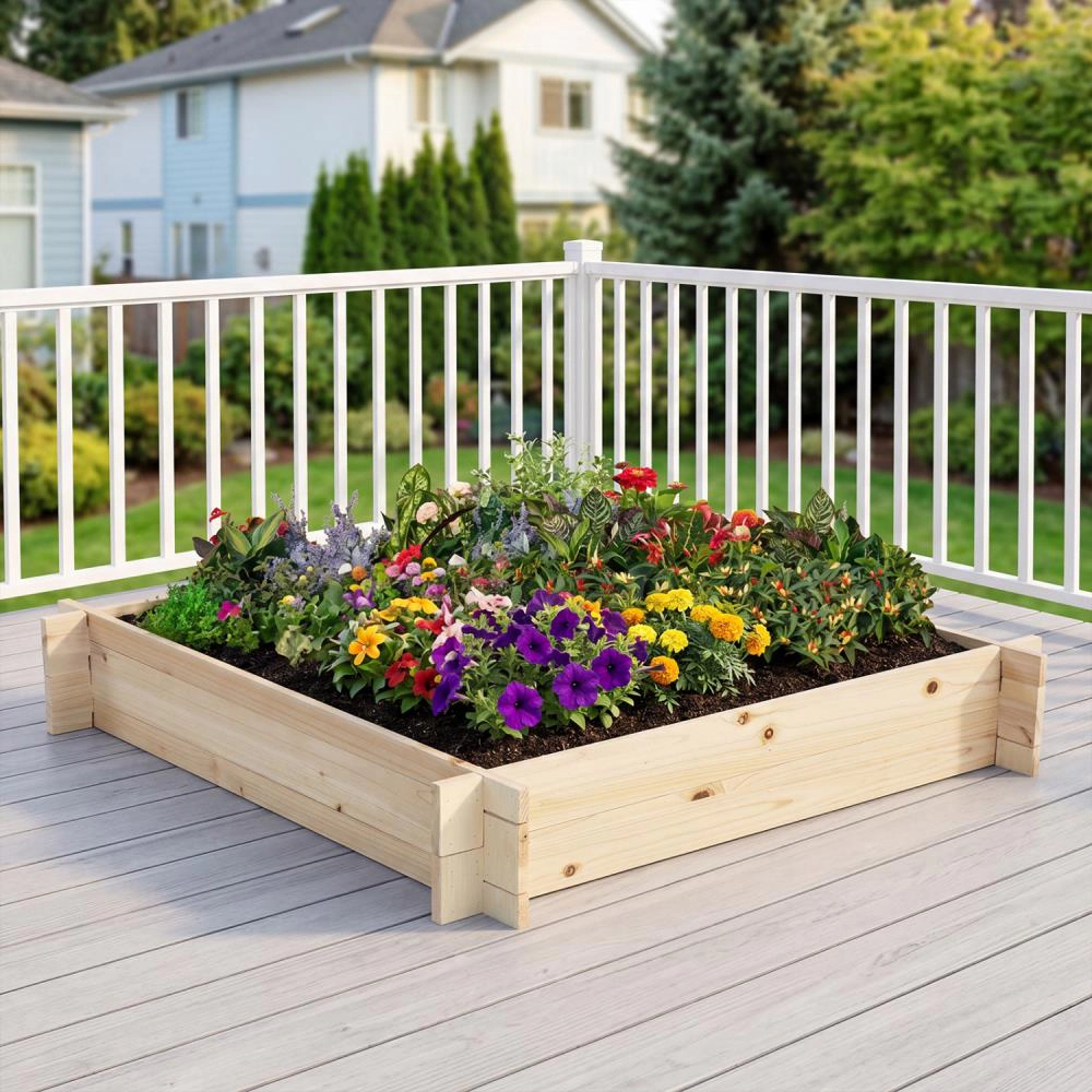 Hivvago Square Wooden Raised Garden Bed
