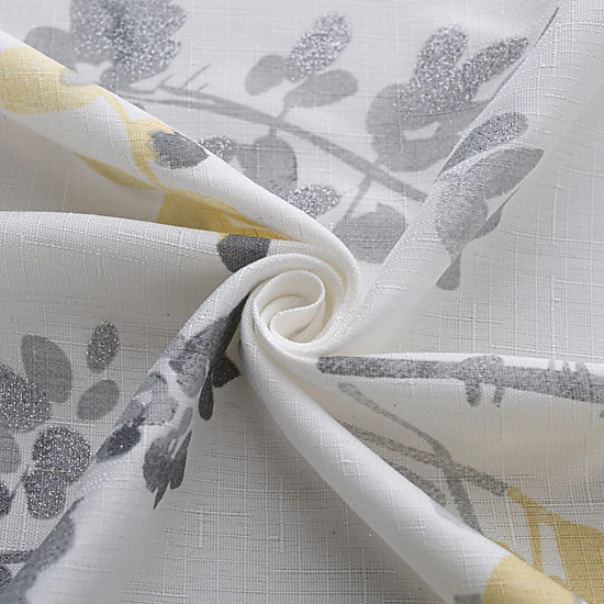 Olivia Gray 100% Polyester 140 GSM Aiden Printed Textured Grommet Curtain Panel 54" x 84" Yellow