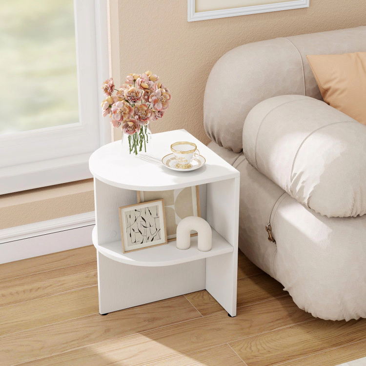 Hivvago Half Round End Table With Open Shelves For Small Space