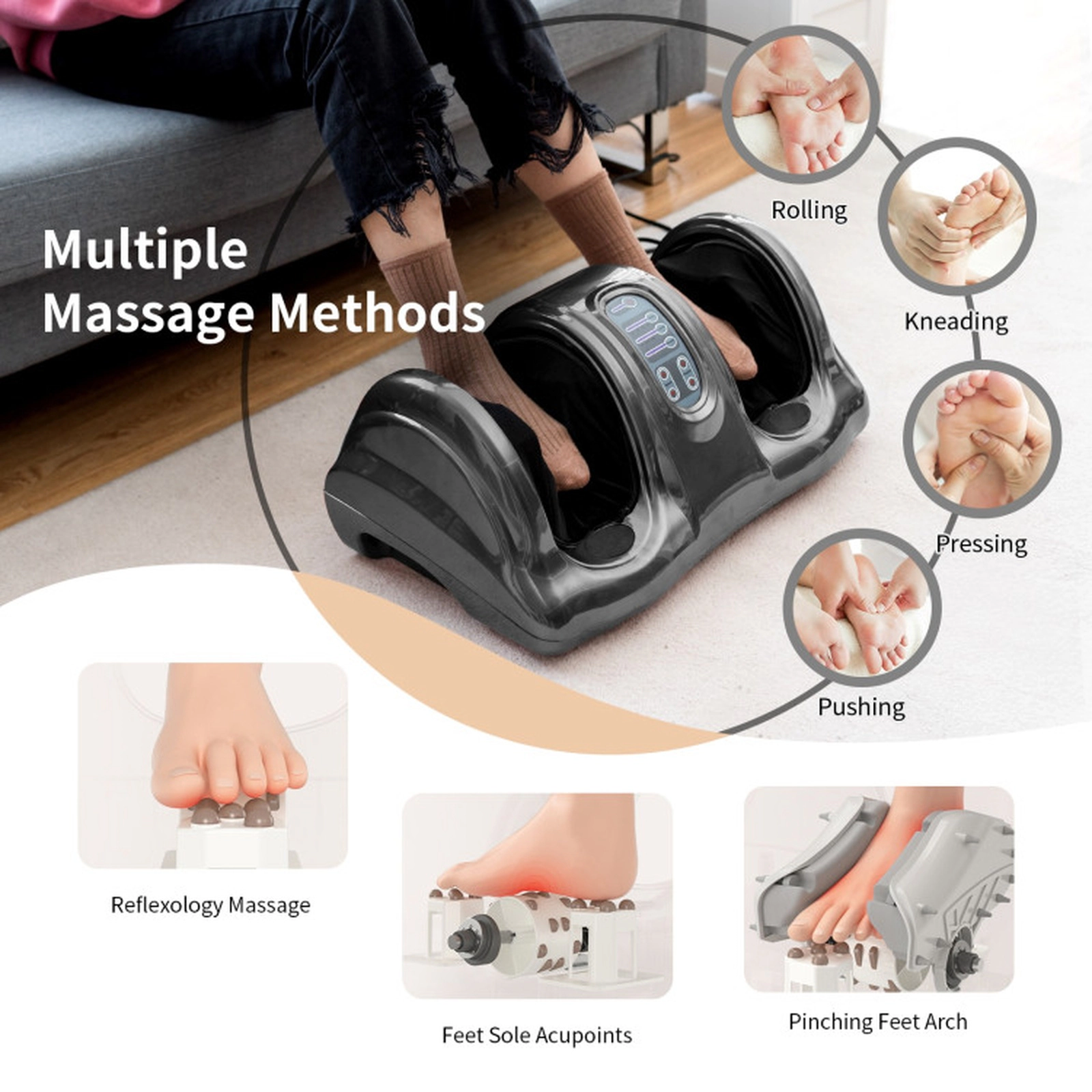 SUGIFT Shiatsu Foot and Calf Massager with High Intensity Rollers Adjustable Speed Direction and Remote Control