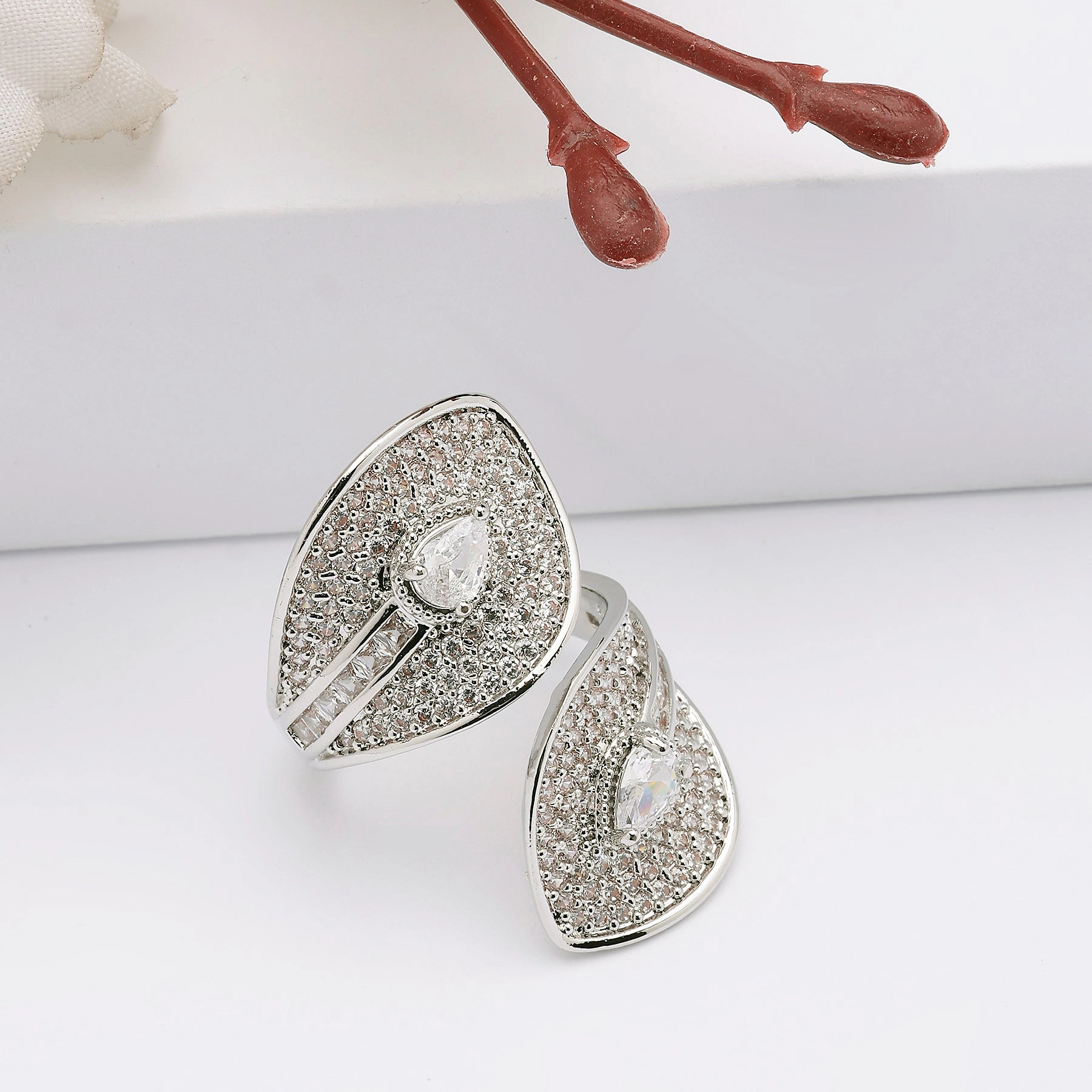 AGP Paris Women's Silver-Tone Serpent Wrap Adjustable Ring