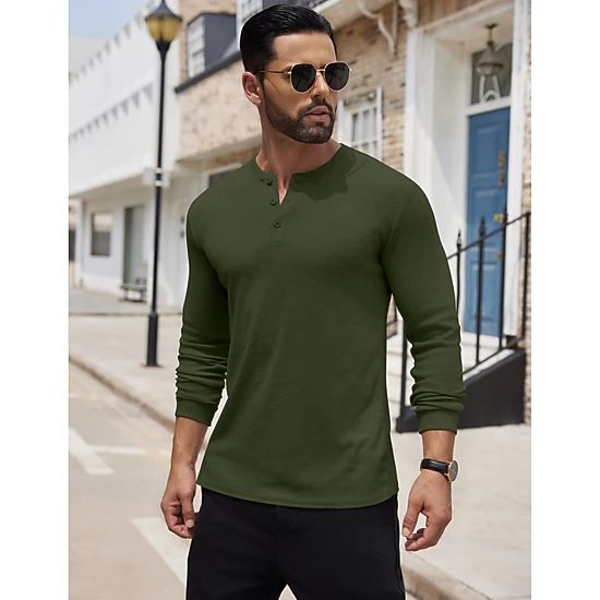 COOFANDY Men's Regular Fit Long Sleeve Henley Shirt