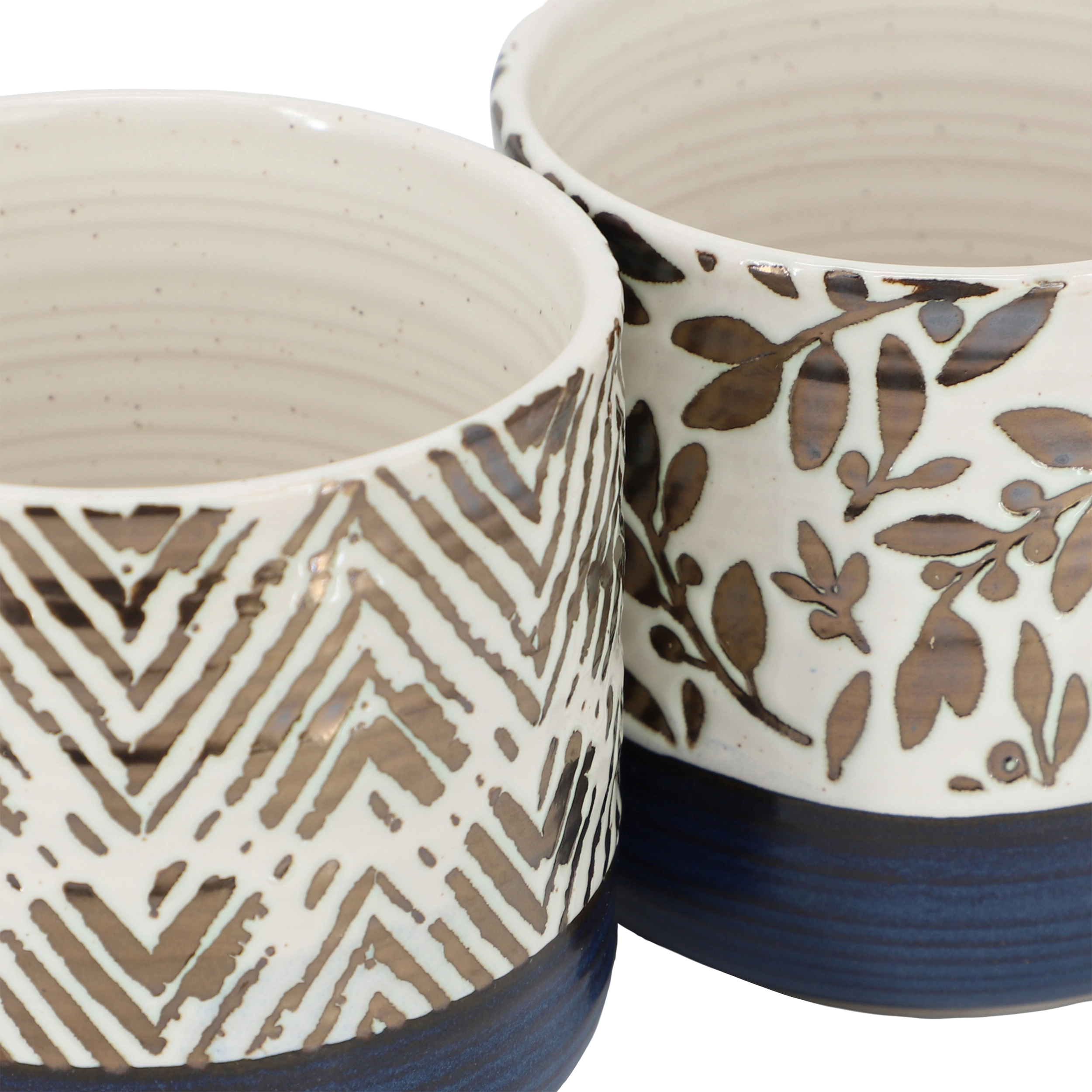 Gibson Home Spruce Garden Assorted 4 Piece 17 Ounce Stoneware Mug Set in Blue