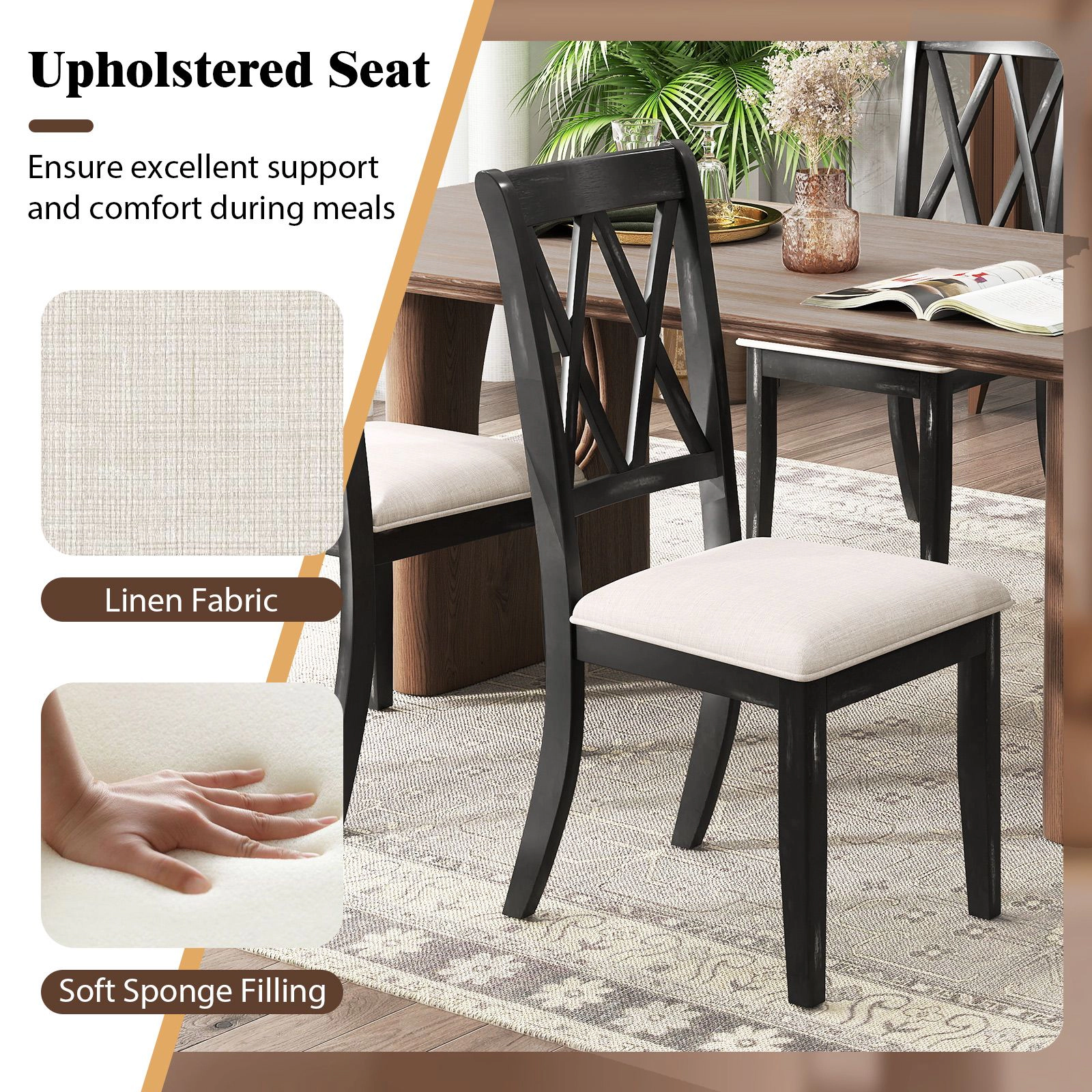 SlickBlue Upholstered Dining Chairs Set of 2, Armless Kitchen Chairs