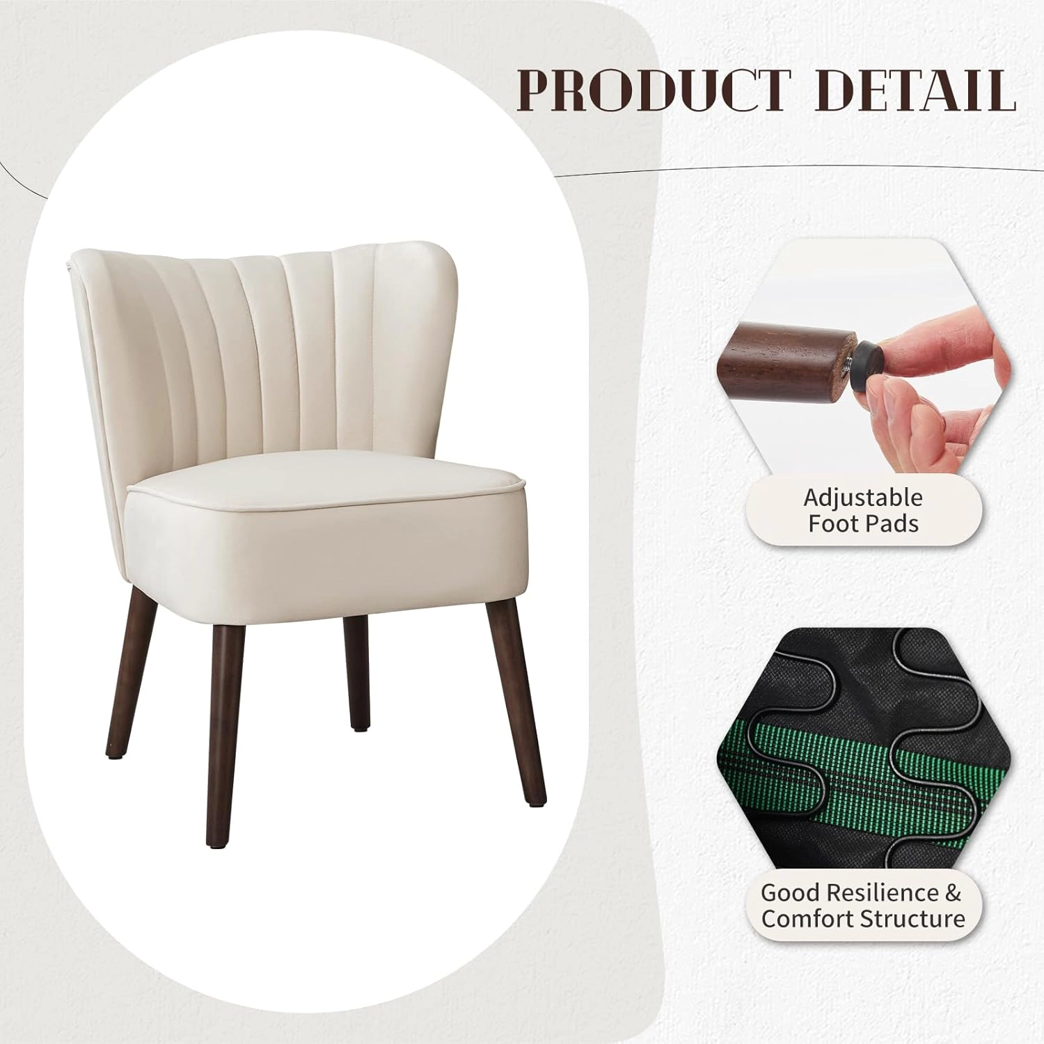 BebreezChic Modern Velvet Upholstered Armless Wood Legs Living Room Reading Lounge Chair