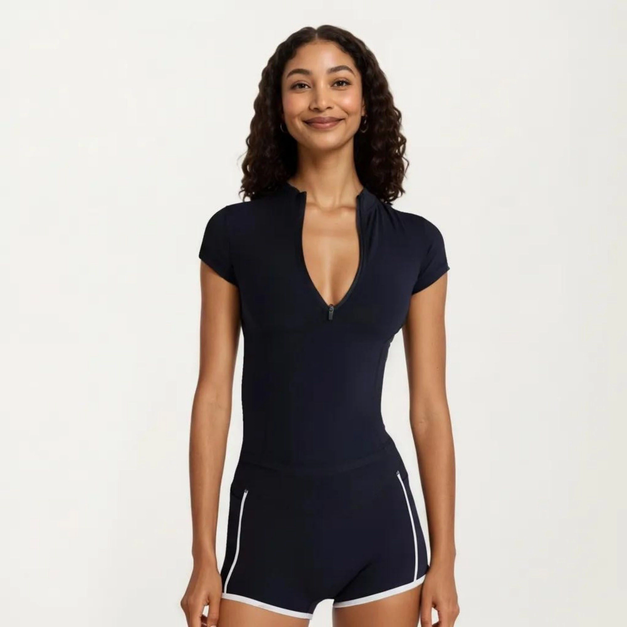 Anna-Kaci Women's Short Sleeve Athletic Top with Half-Zip Mock Neck Fitted Workout Shirt for Running Training