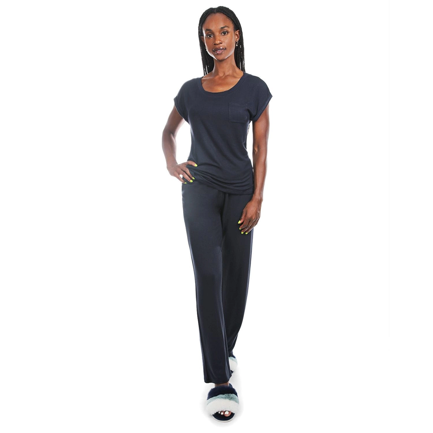 MeMoi Women's Cap-Sleeve T-Shirt and Matching Pants Set