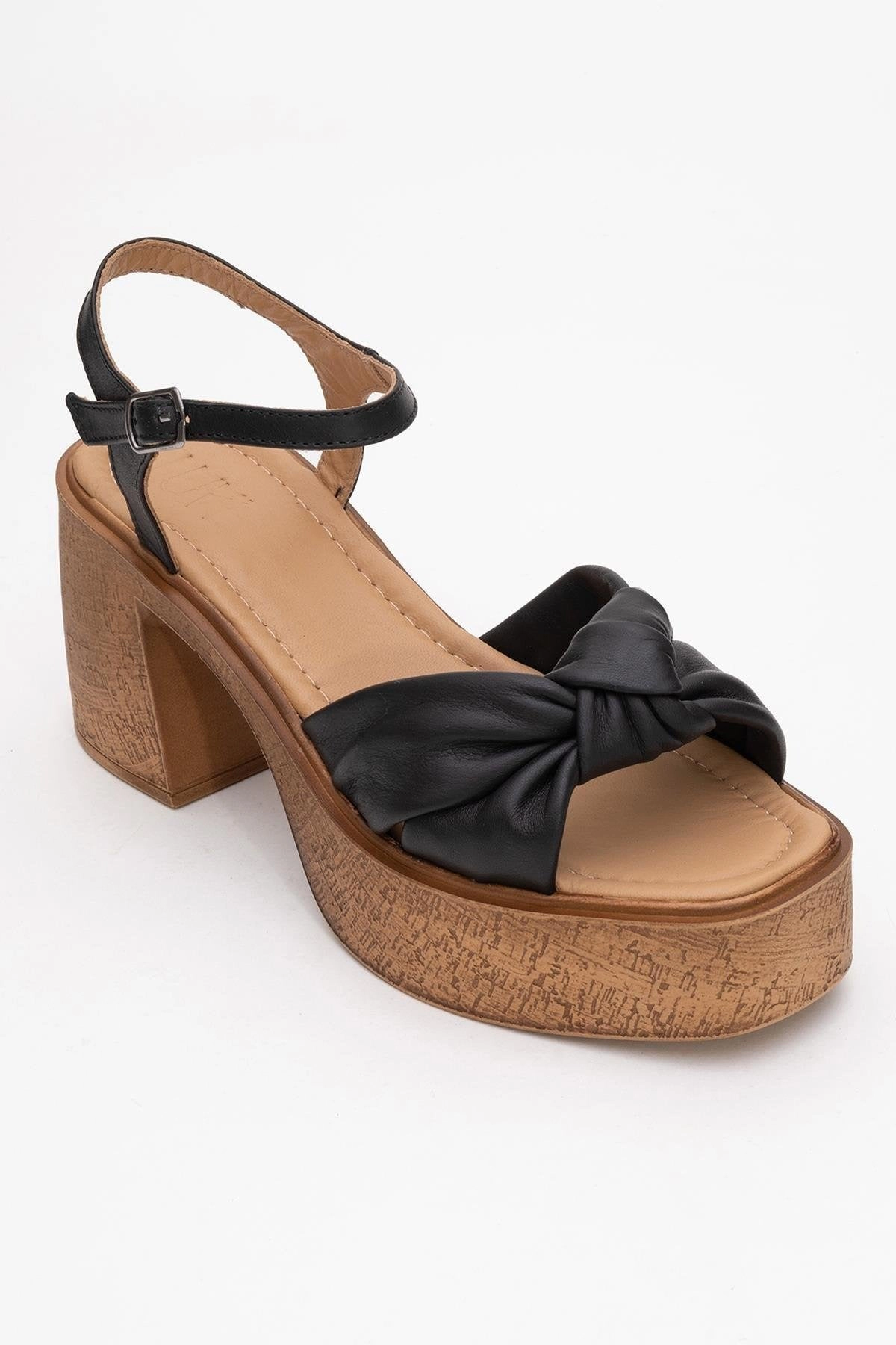 Forever & Always Womens Tily Platform Wedge Leather Sandal